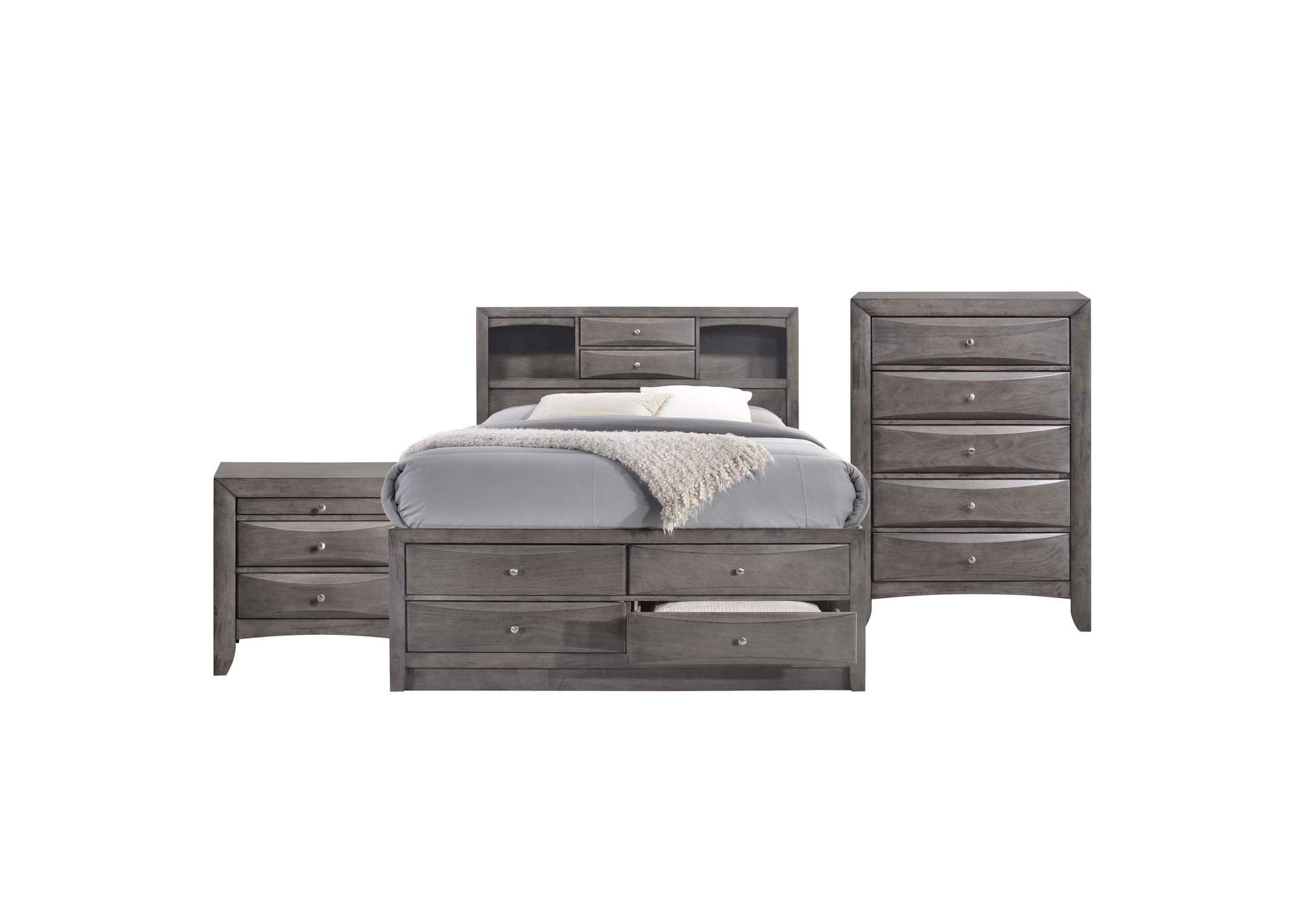 Emily King Storage 3 Piece Bedroom Set,Elements
