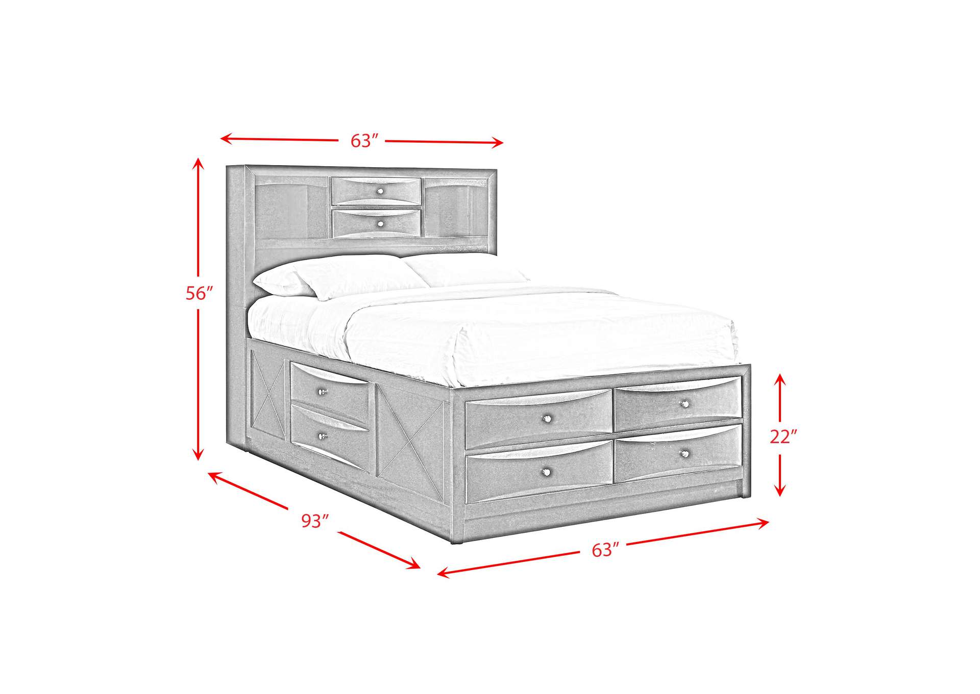 Emily Queen 3 Piece Bedroom Set In Black,Elements