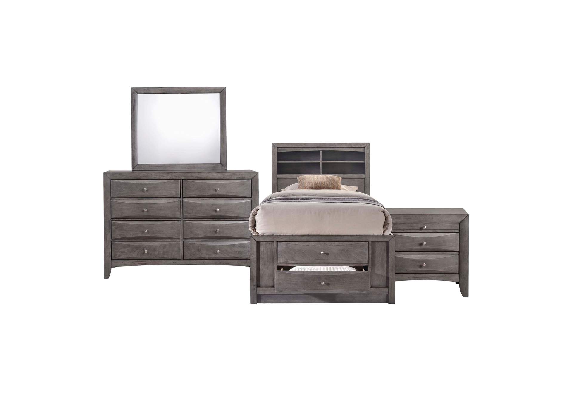 Emily Twin Storage 4 Piece Bedroom Set,Elements
