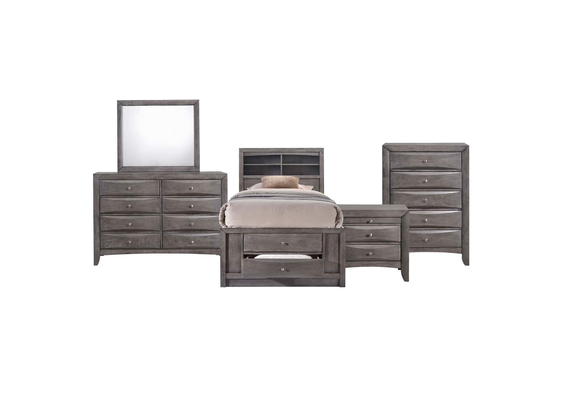 Emily Twin Storage 5 Piece Bedroom Set,Elements