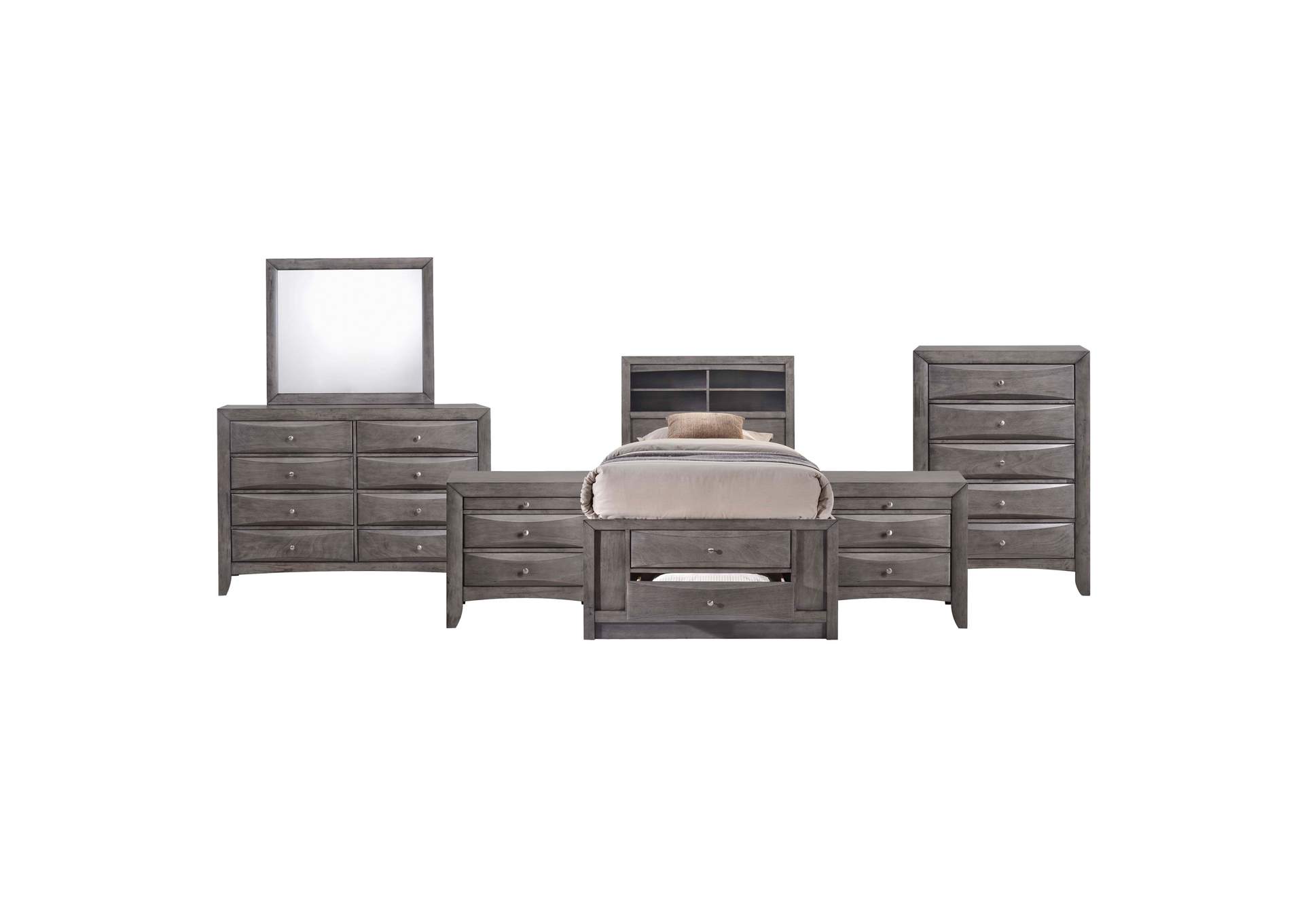 Emily Twin Storage 6 Piece Bedroom Set,Elements