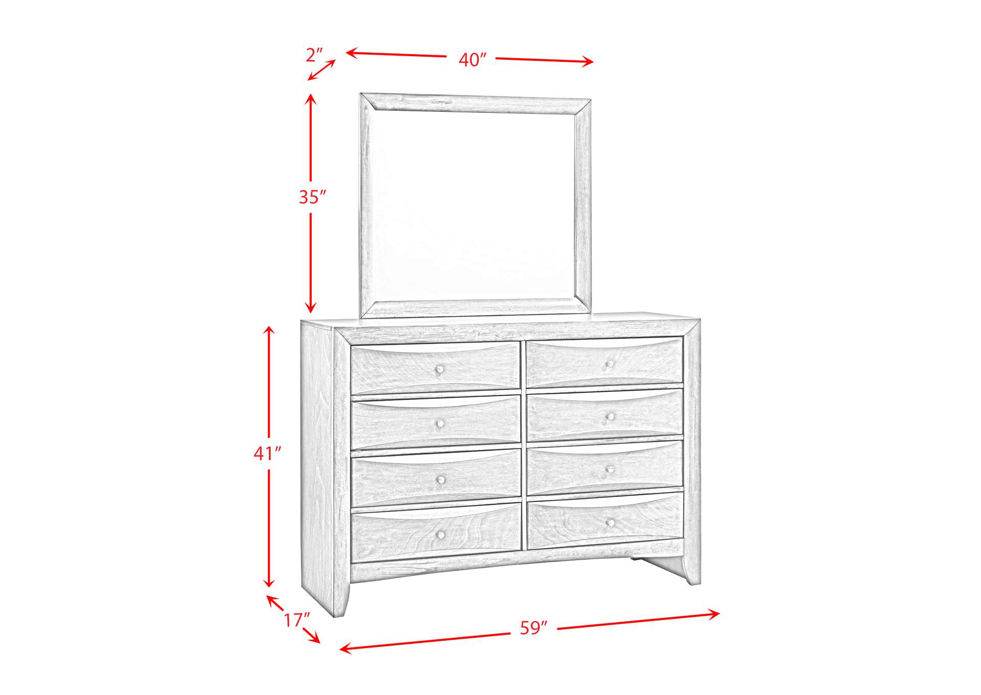 Emily Dresser & Mirror Set,Elements