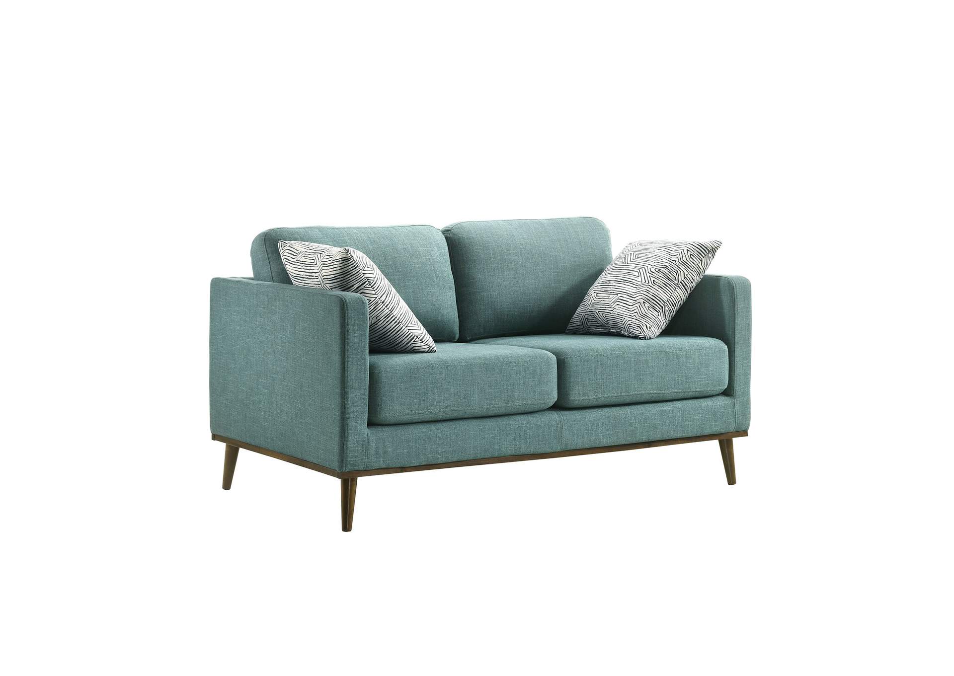 Encino Loveseat In Palmer Teal With 2 Pillows In Jocelyn 2,Elements