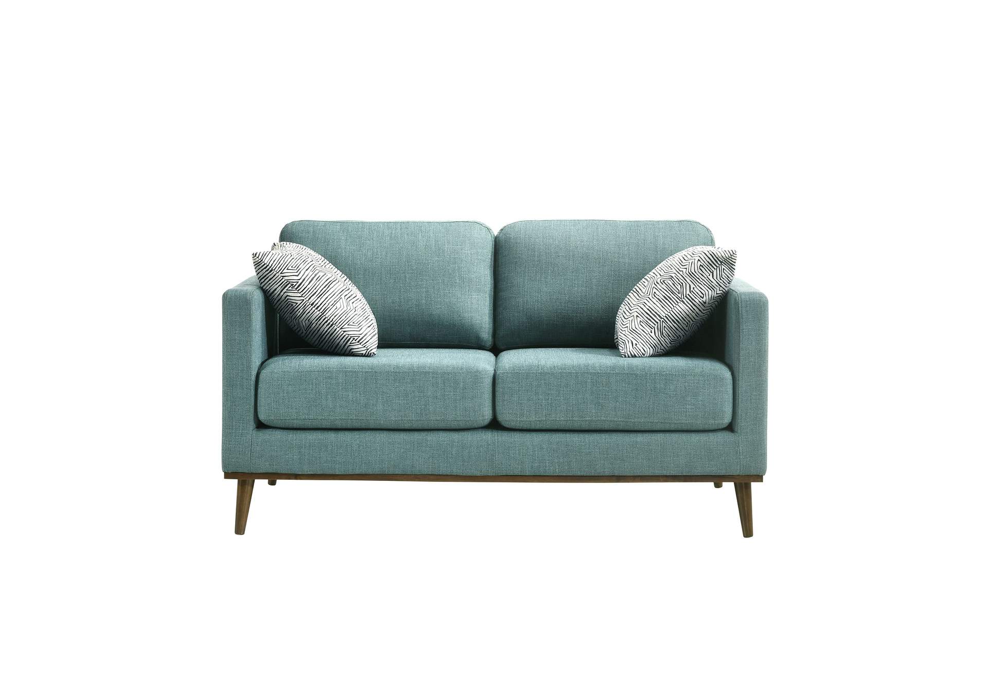 Encino Loveseat In Palmer Teal With 2 Pillows In Jocelyn 2,Elements