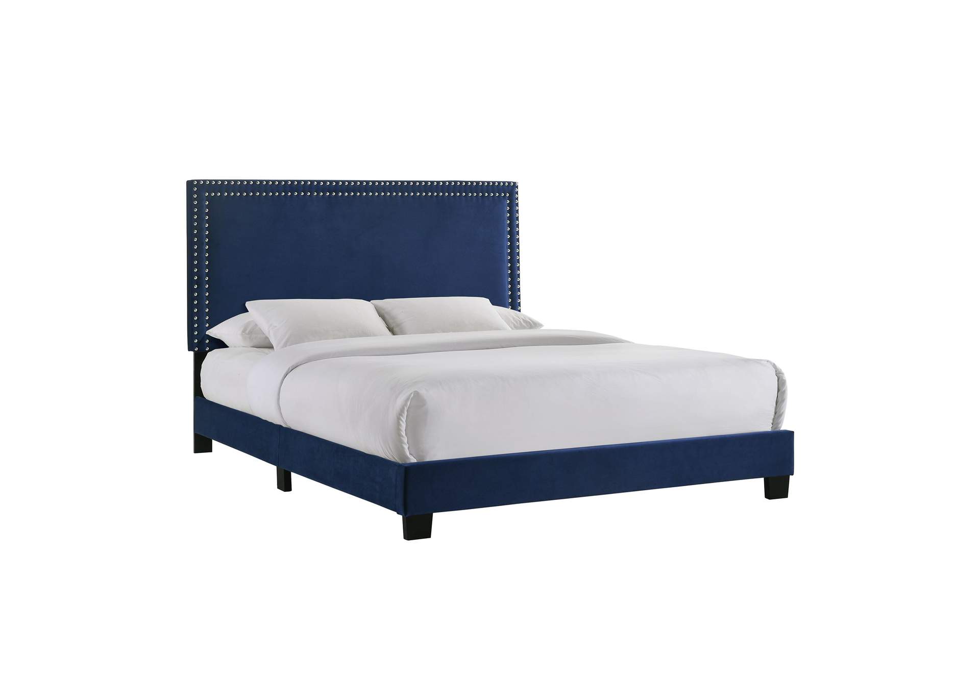 Erica Queen Bed In Carroll Navy Blue With Two End Table 3A,Elements