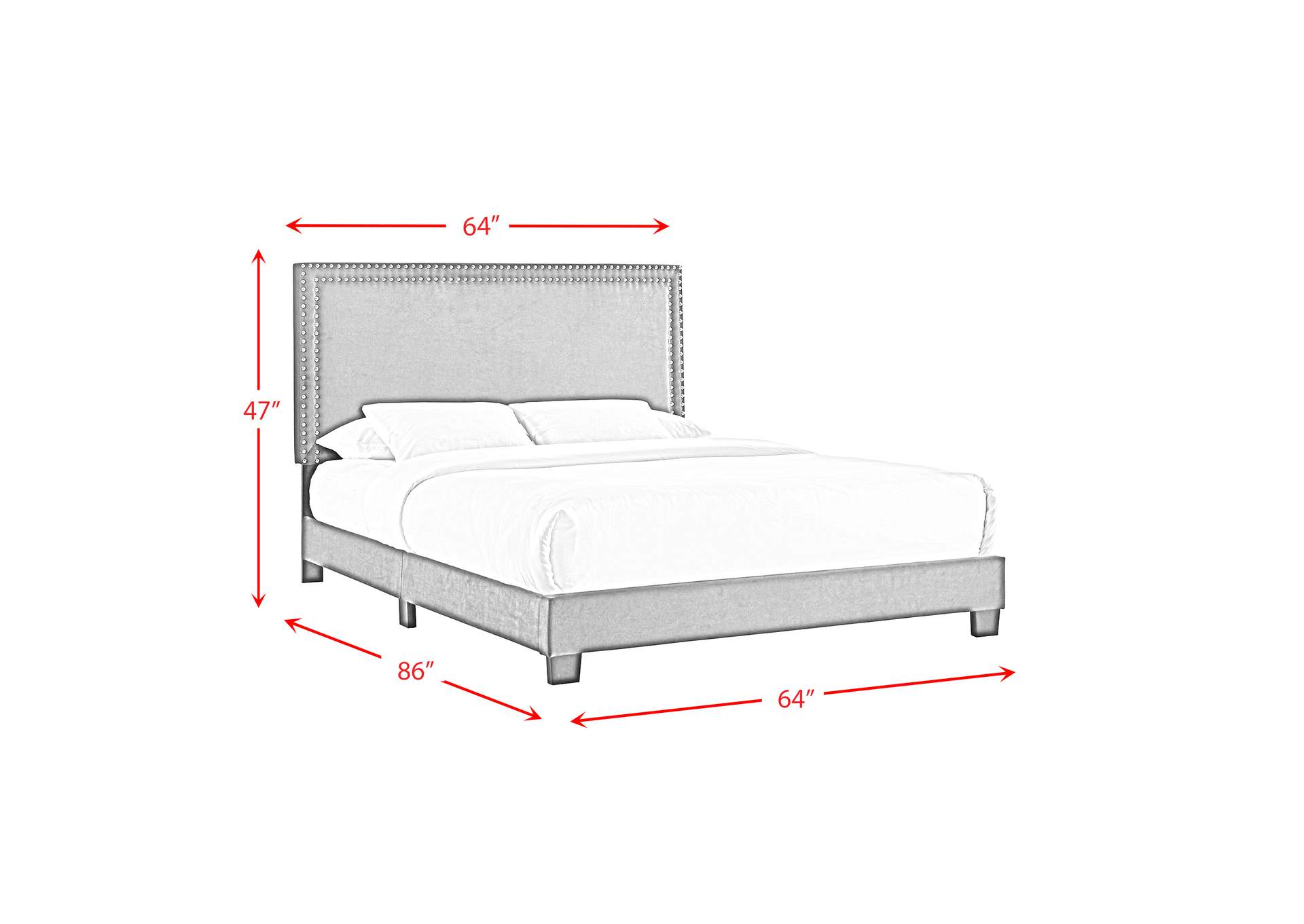 Erica Queen Bed In Carroll Navy Blue With Two End Table 3A,Elements