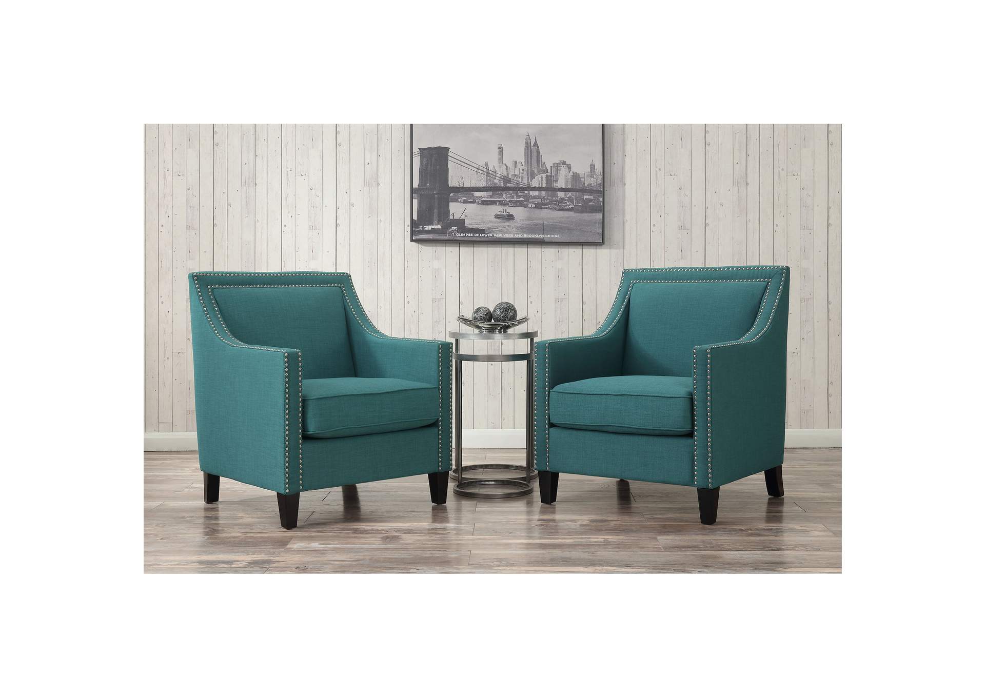 Erica 497 Chair With Chrome Nails Heirloom Aqua - Teal,Elements
