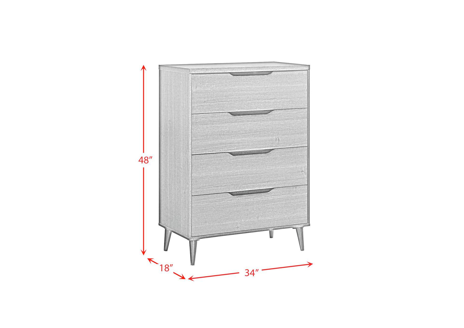 Ernesto Queen Panel 4 Piece Bedroom Set In Grey 3A,Elements