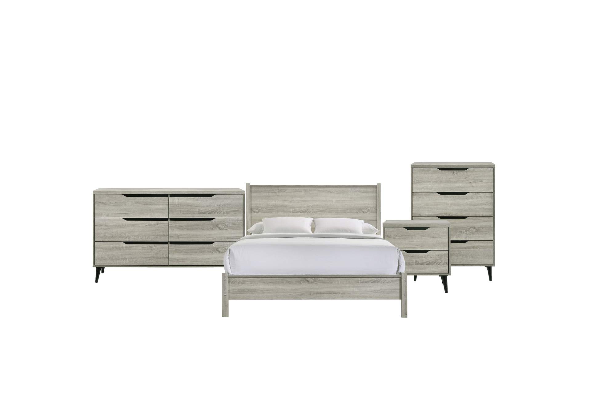 Ernesto Queen Panel 4 Piece Bedroom Set In Grey 3A,Elements