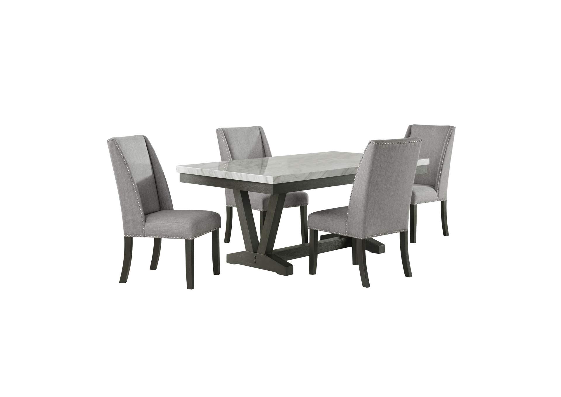 Everdeen 5 Piece Dining Set In Charcoal - Table Four Chairs,Elements