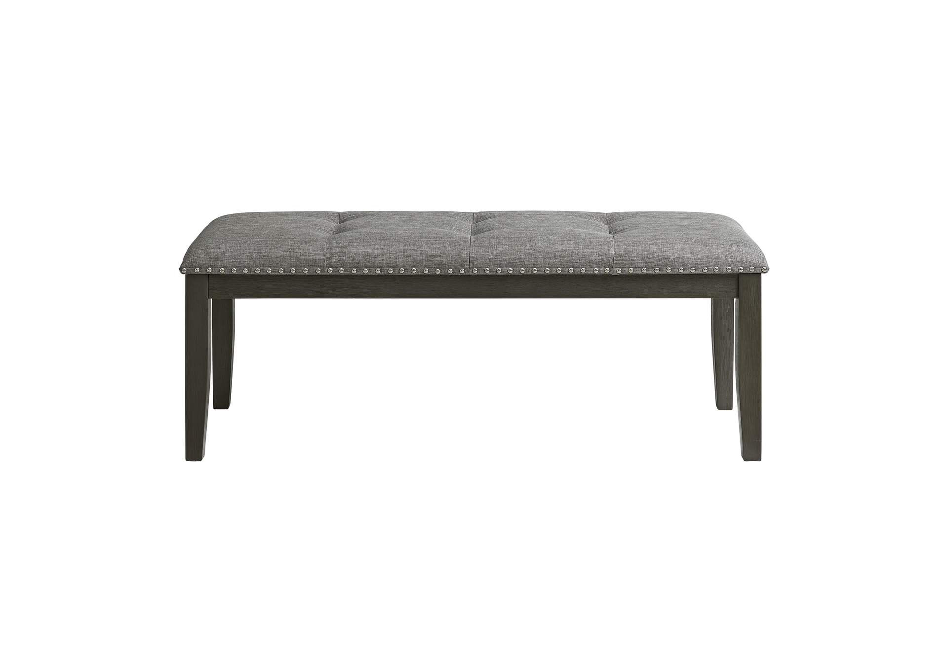 Everdeen Bench With Grey Fabric And Nail Heads In Charcoal,Elements