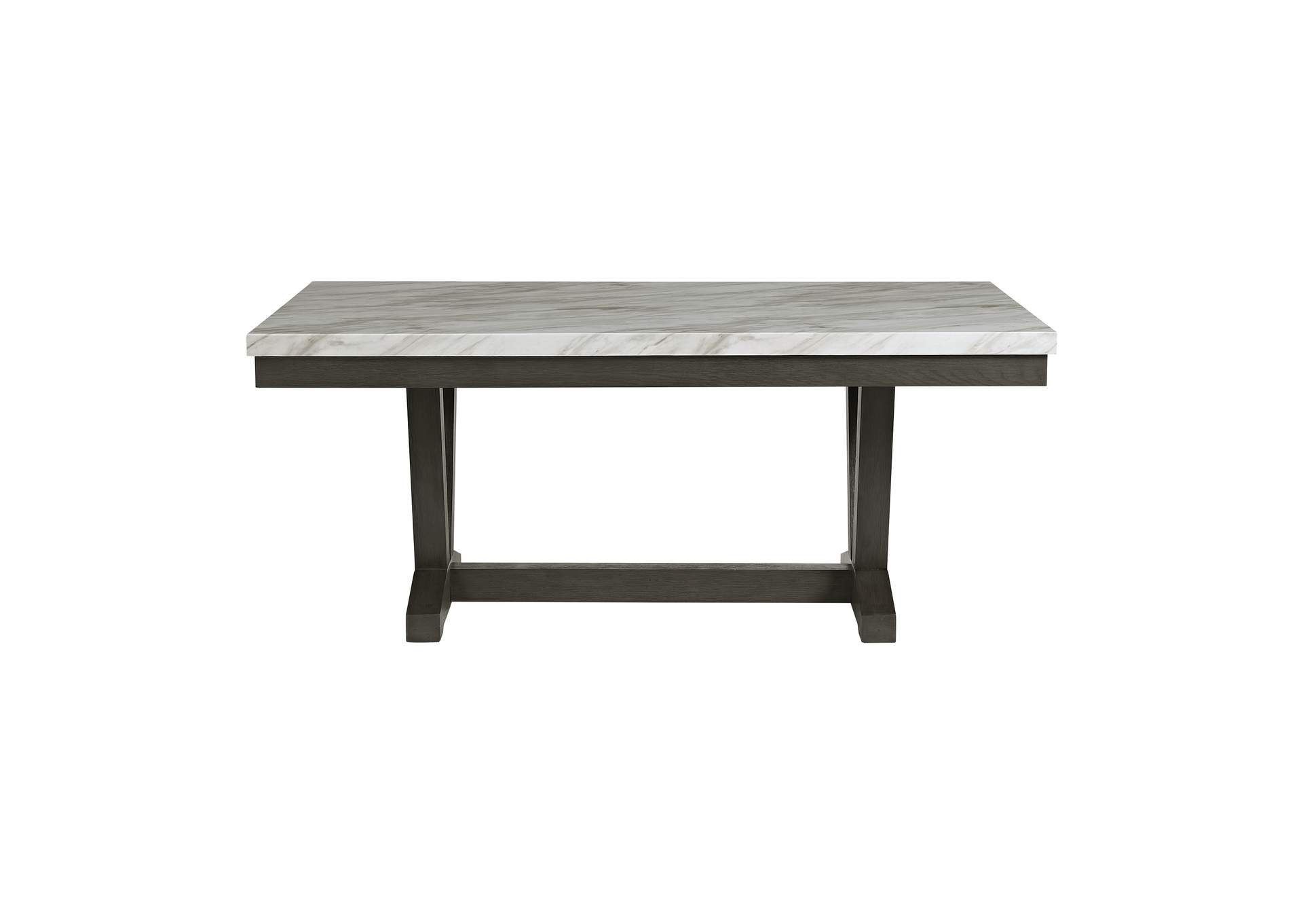 Everdeen Dining Table With White Faux Marble Top In Charcoal,Elements