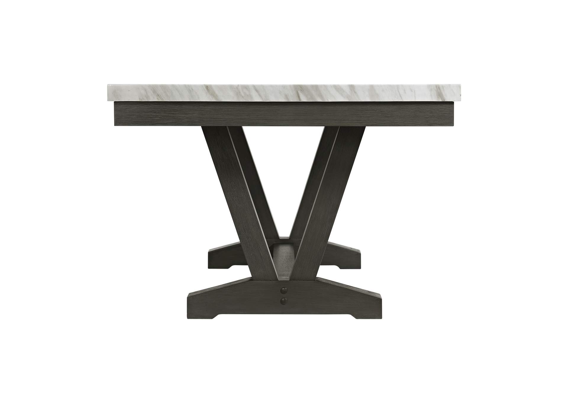 Everdeen Dining Table With White Faux Marble Top In Charcoal,Elements