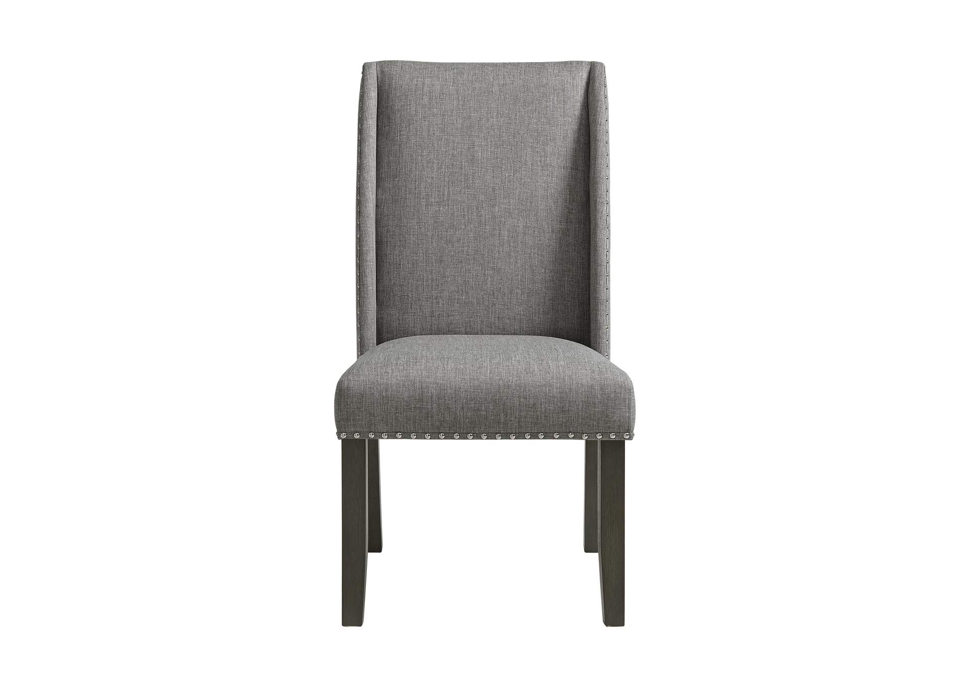 Everdeen Side Chair With Grey Fabric And Nail Heads In Charcoal 2 Per Carton,Elements