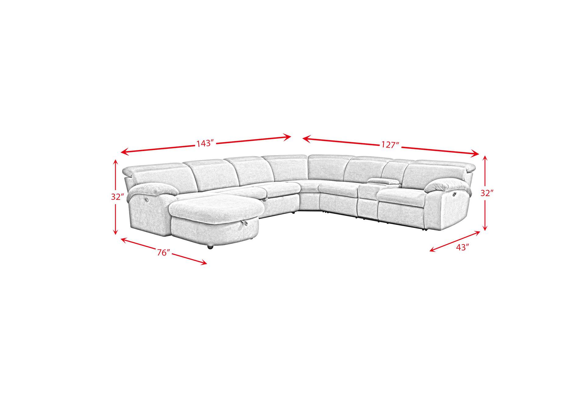 Excelsior Sectional Set With Left Hand Facing Chaise Pull Bed And Storage In Flex Eclipse,Elements