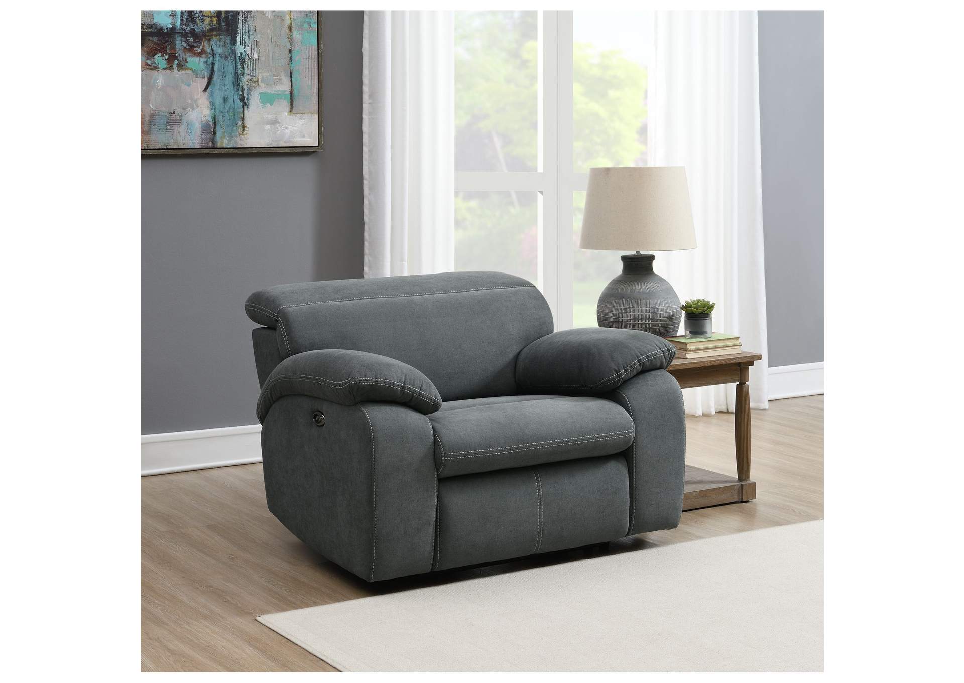 Excelsior Power Recliner In Flex Dark Grey,Elements