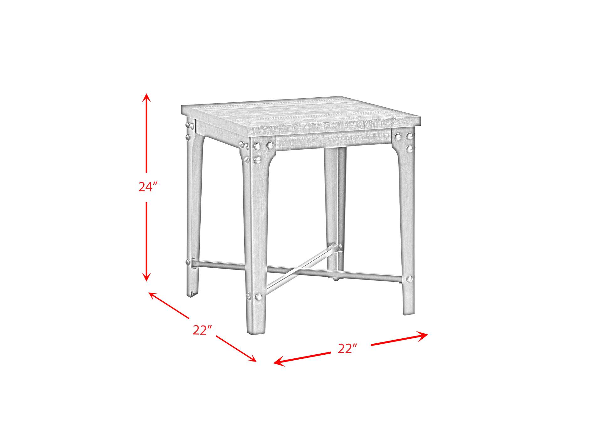 Factory End Table With Power Box USB Grey 3A,Elements