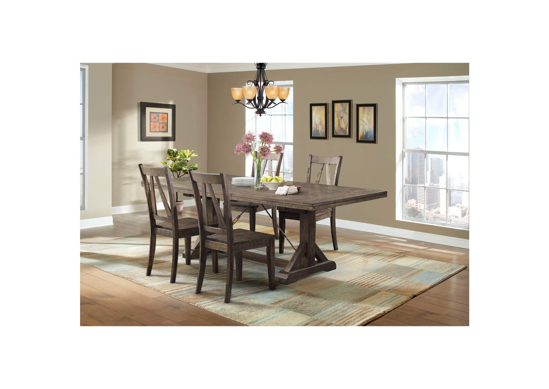 Finn 5 Piece Dining Set - Table 4 Wooden Side Chairs,Elements