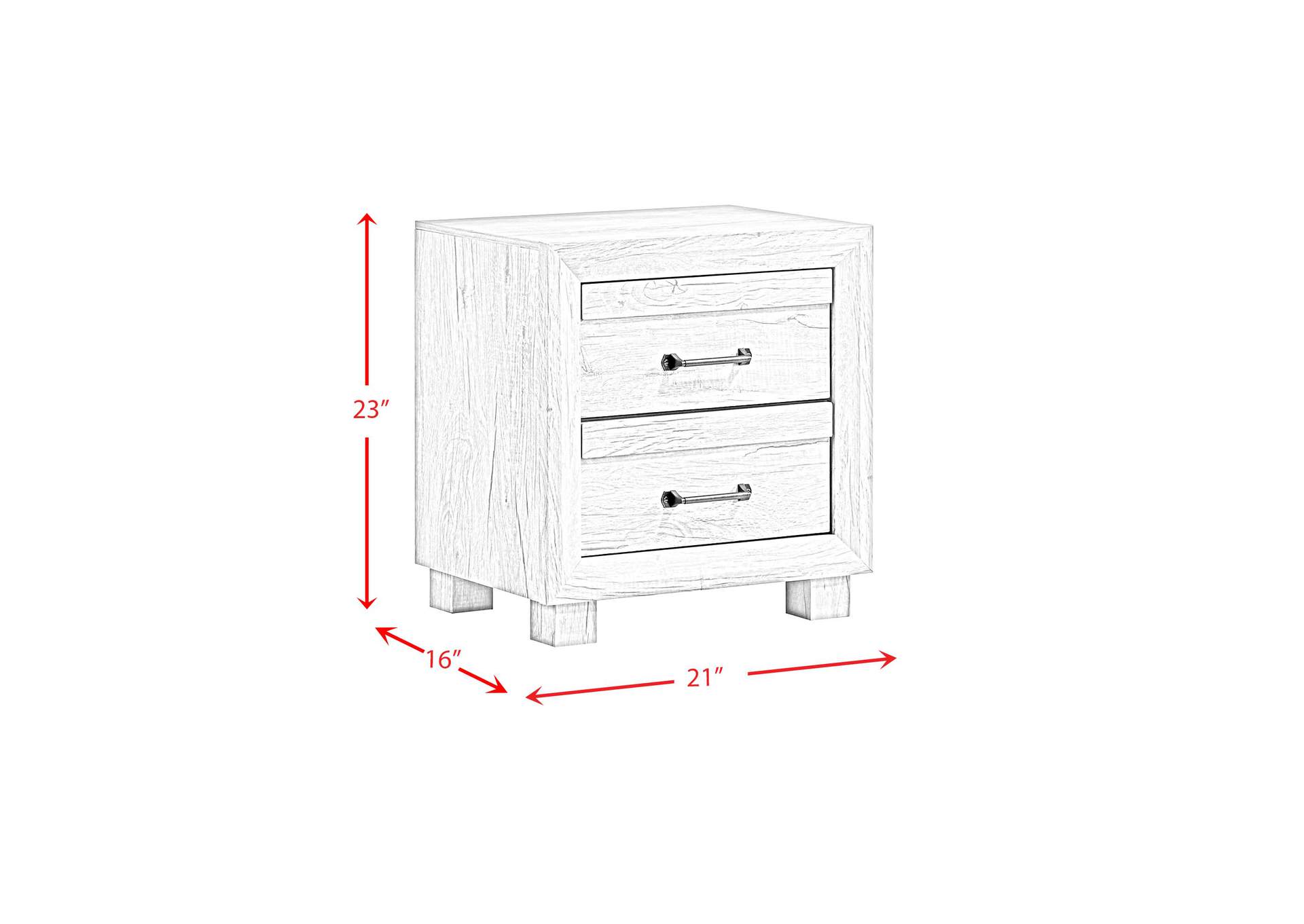 Fort Worth 2 - Drawer Nightstand With USB In White,Elements