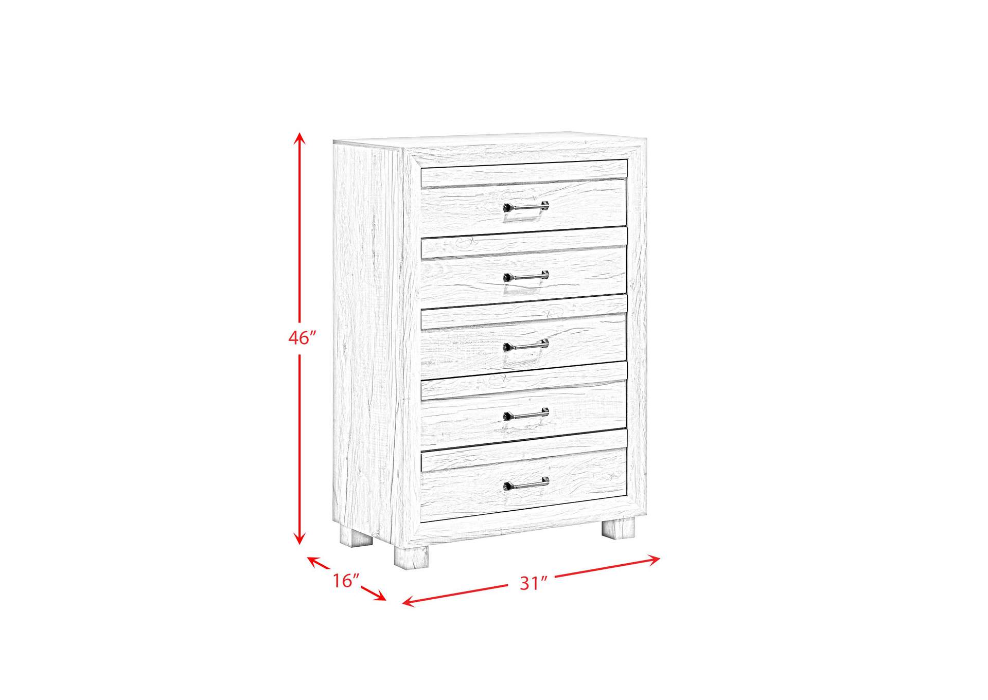 Fort Worth 5 - Drawer Chest In White,Elements