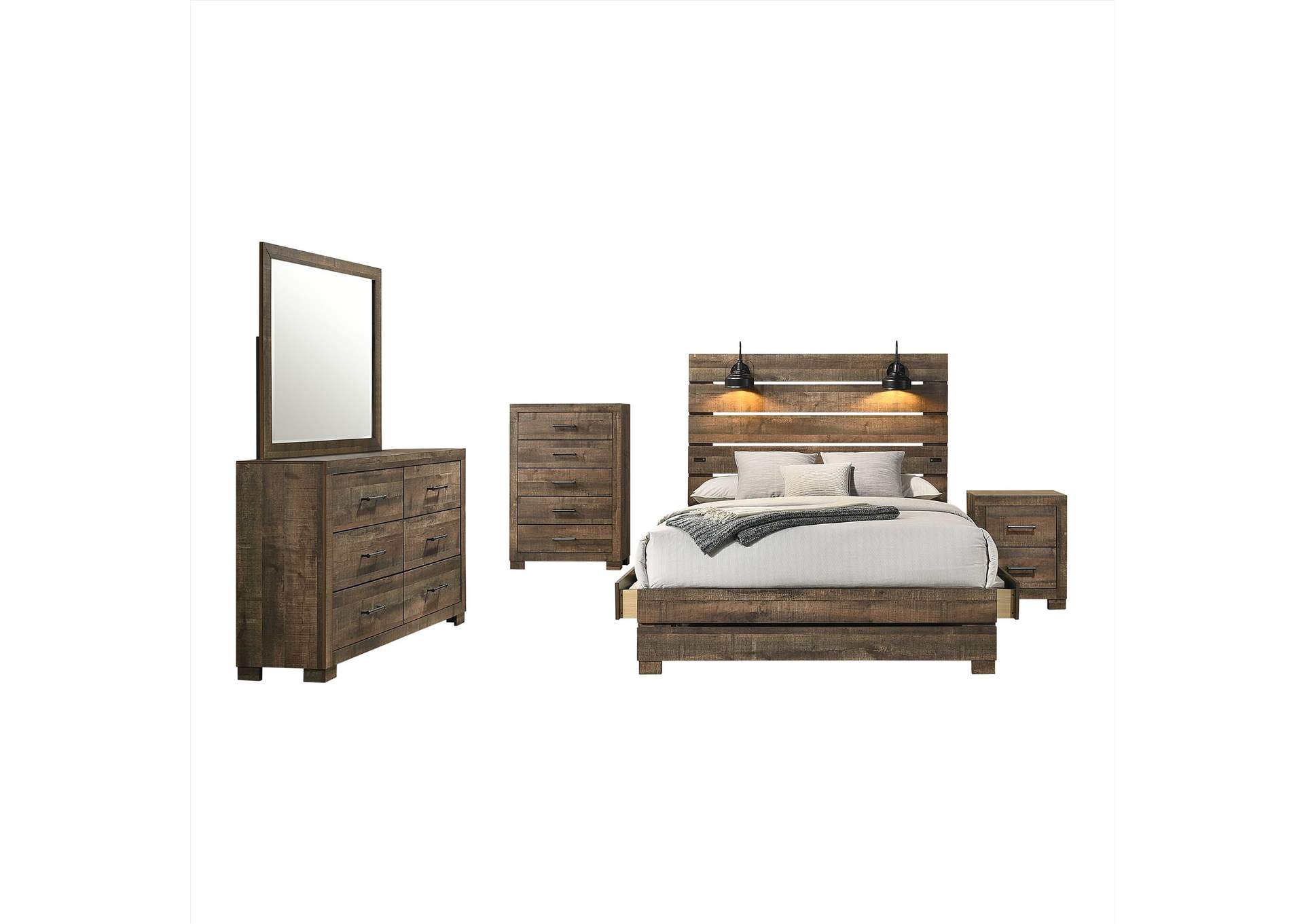 Foundry Queen Storage Bed With USB In Walnut,Elements