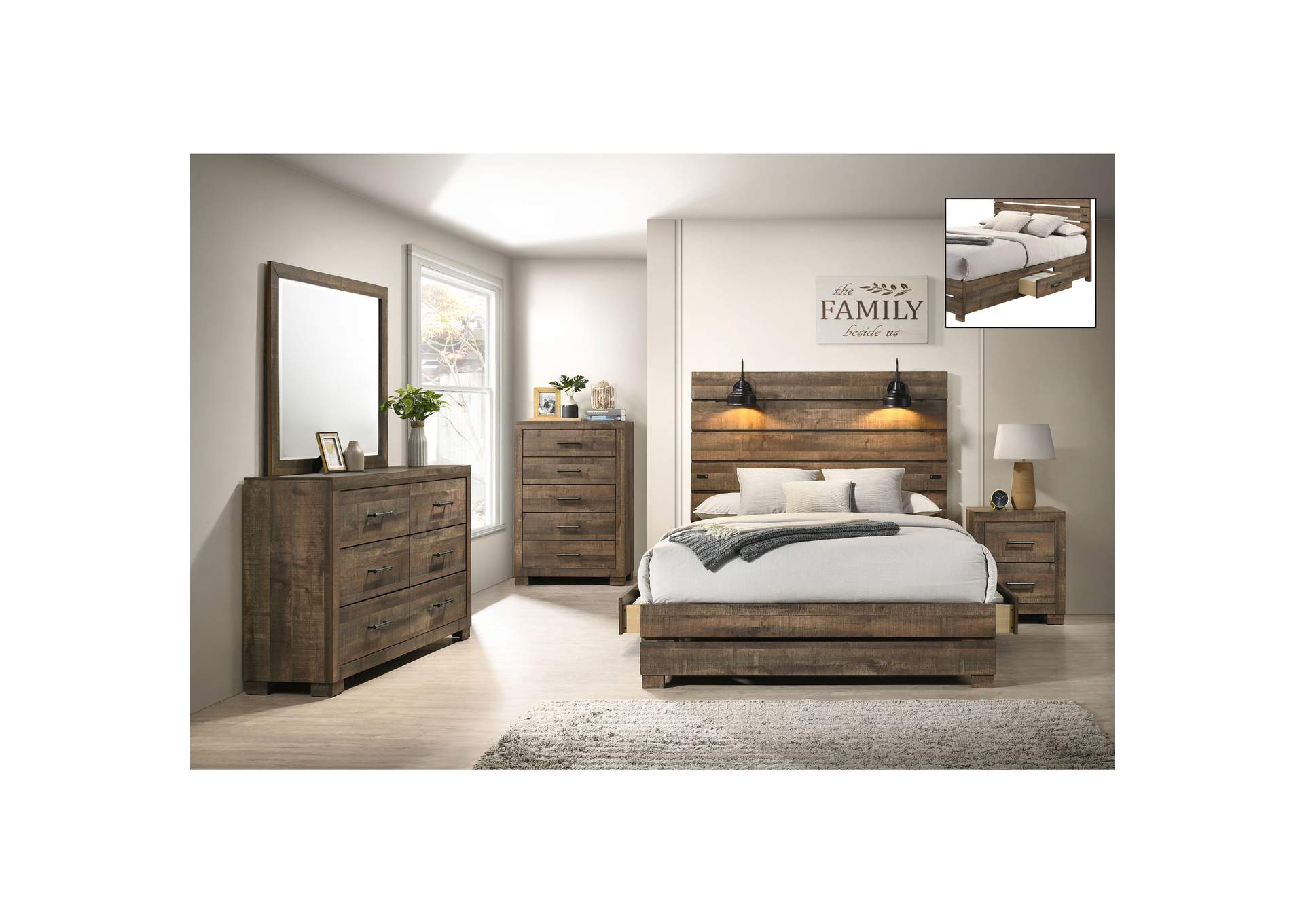 Foundry Queen Storage Bed With USB In Walnut,Elements