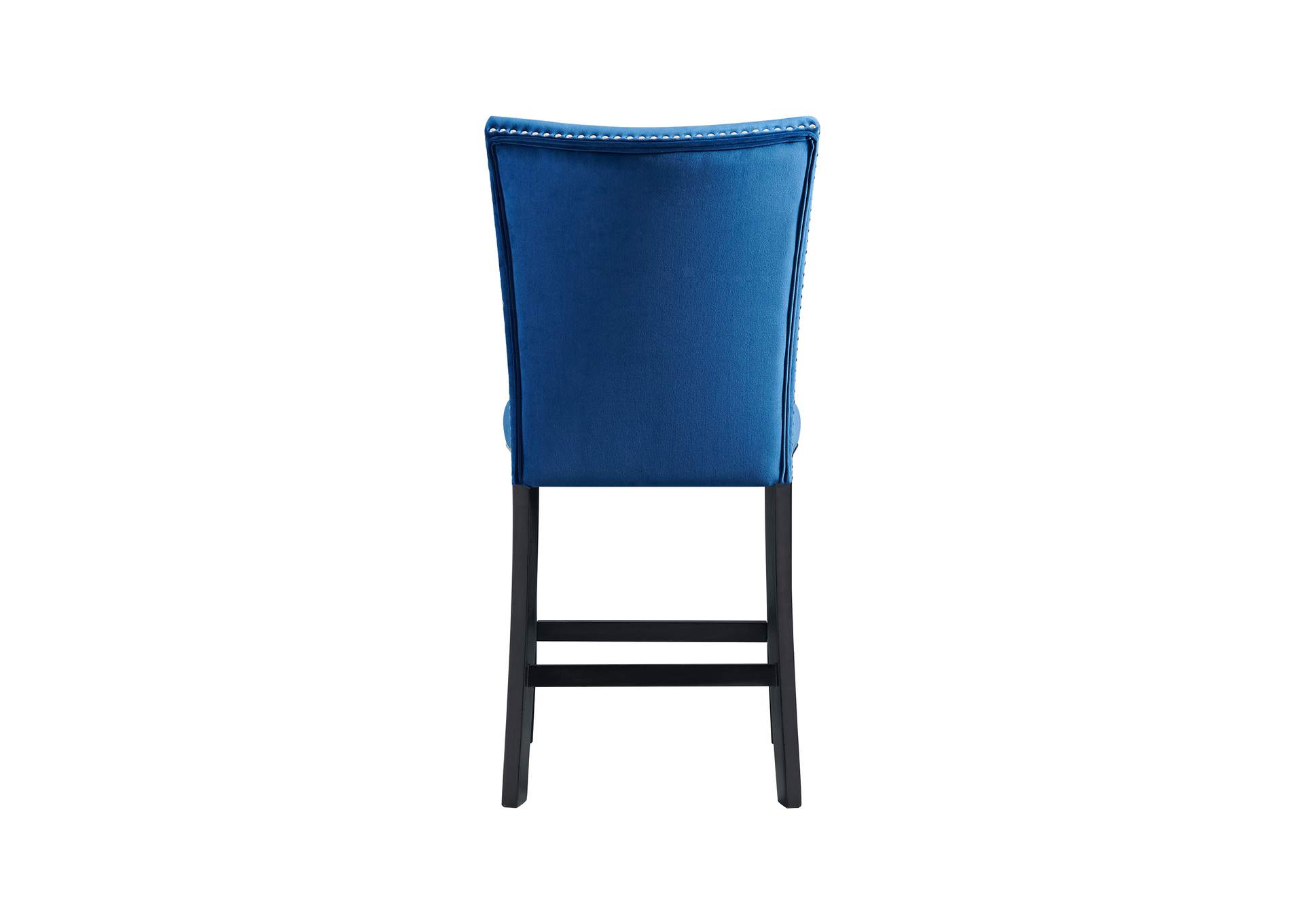 Francesca Square 5 Piece Counter Height Dining Set - Table Four Blue Velvet Chairs,Elements