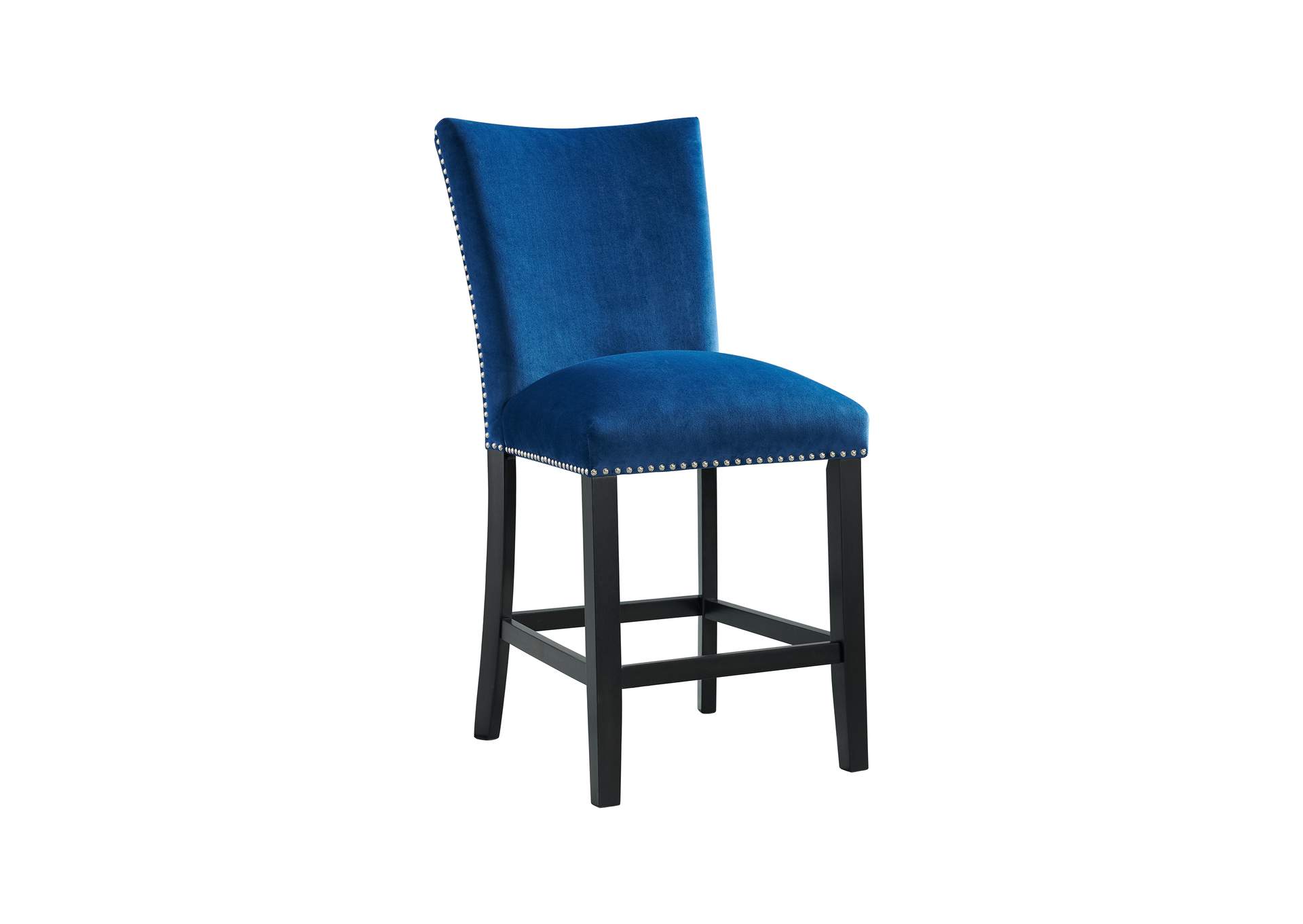 Francesca Square 5 Piece Counter Height Dining Set - Table Four Blue Velvet Chairs,Elements