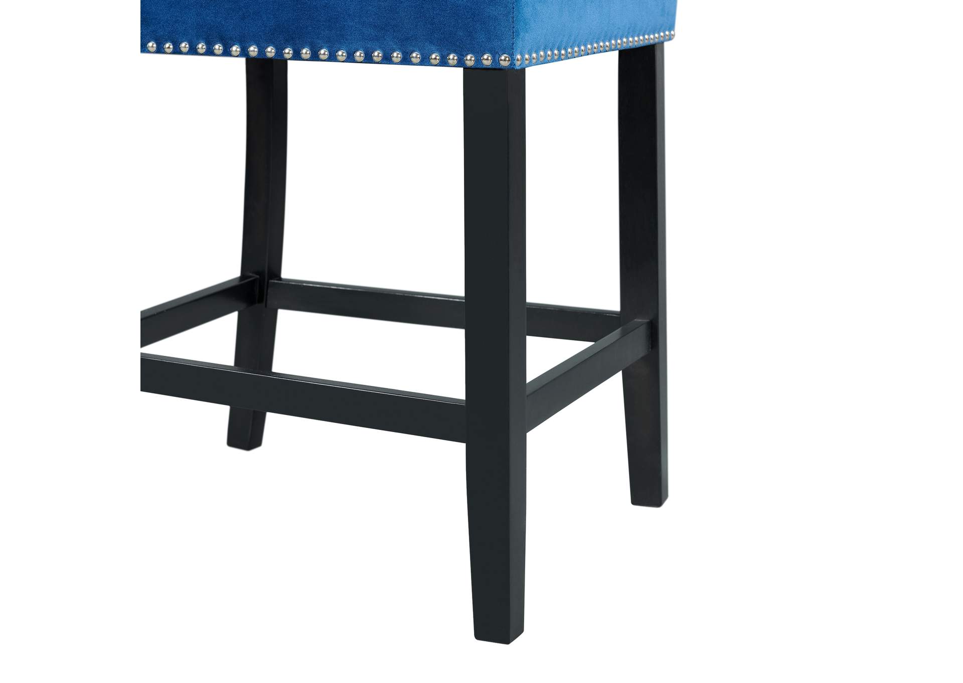 Francesca Square 5 Piece Counter Height Dining Set - Table Four Blue Velvet Chairs,Elements