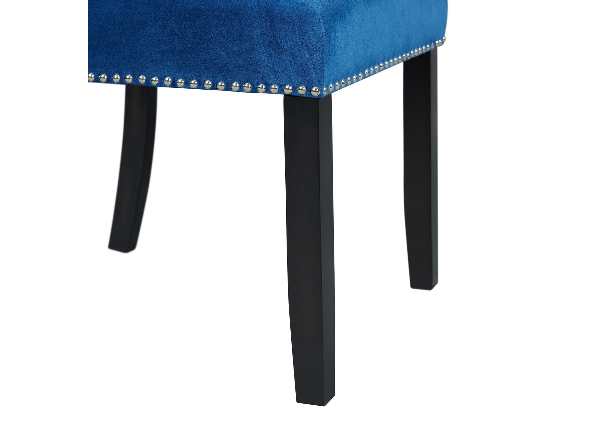 Francesca Rectangular 5 Piece Dining Set - Table Four Blue Velvet Chairs,Elements