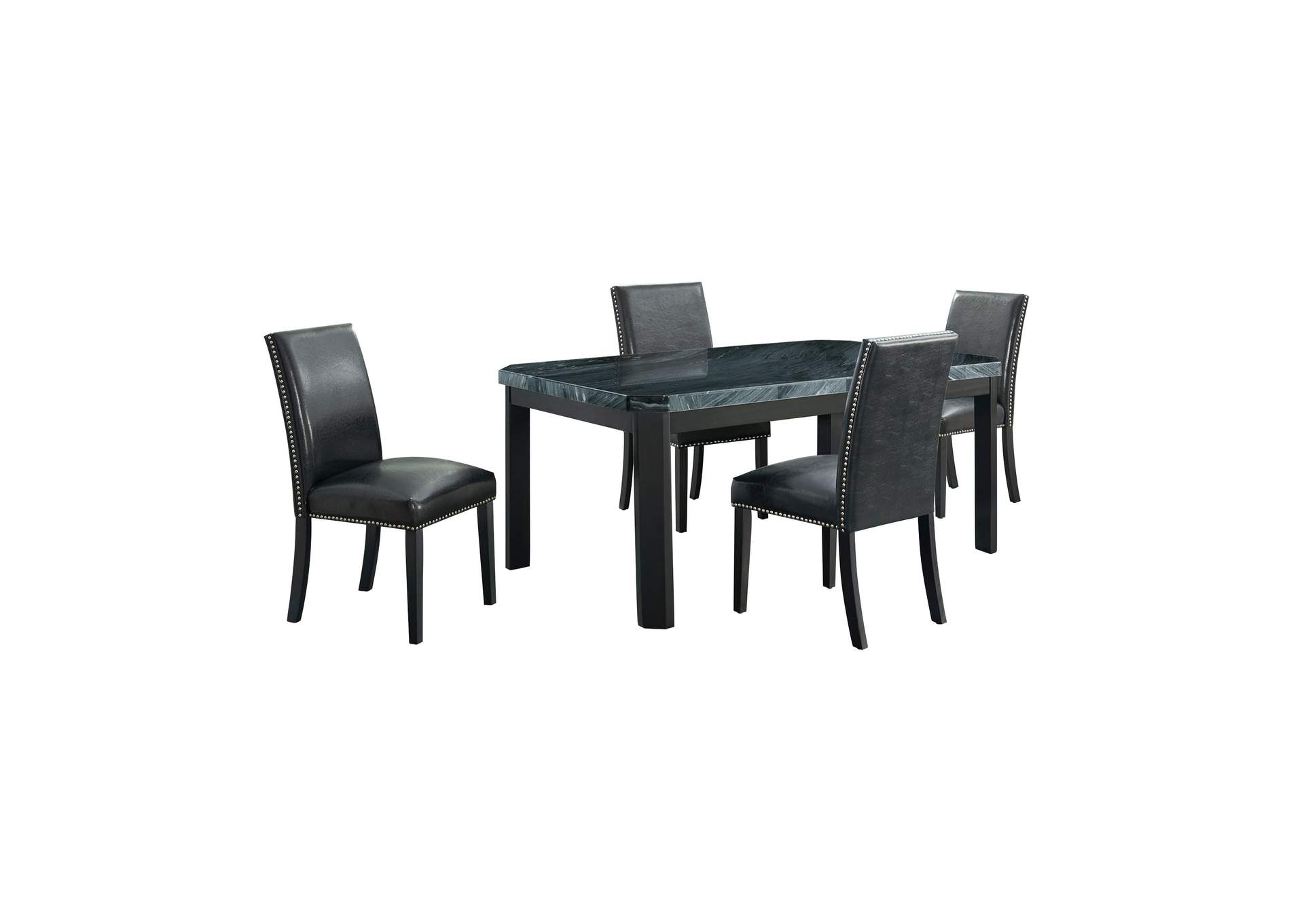 Francesca Rectangular 5 Piece Dining Set - Table Four Black Pu Chairs,Elements