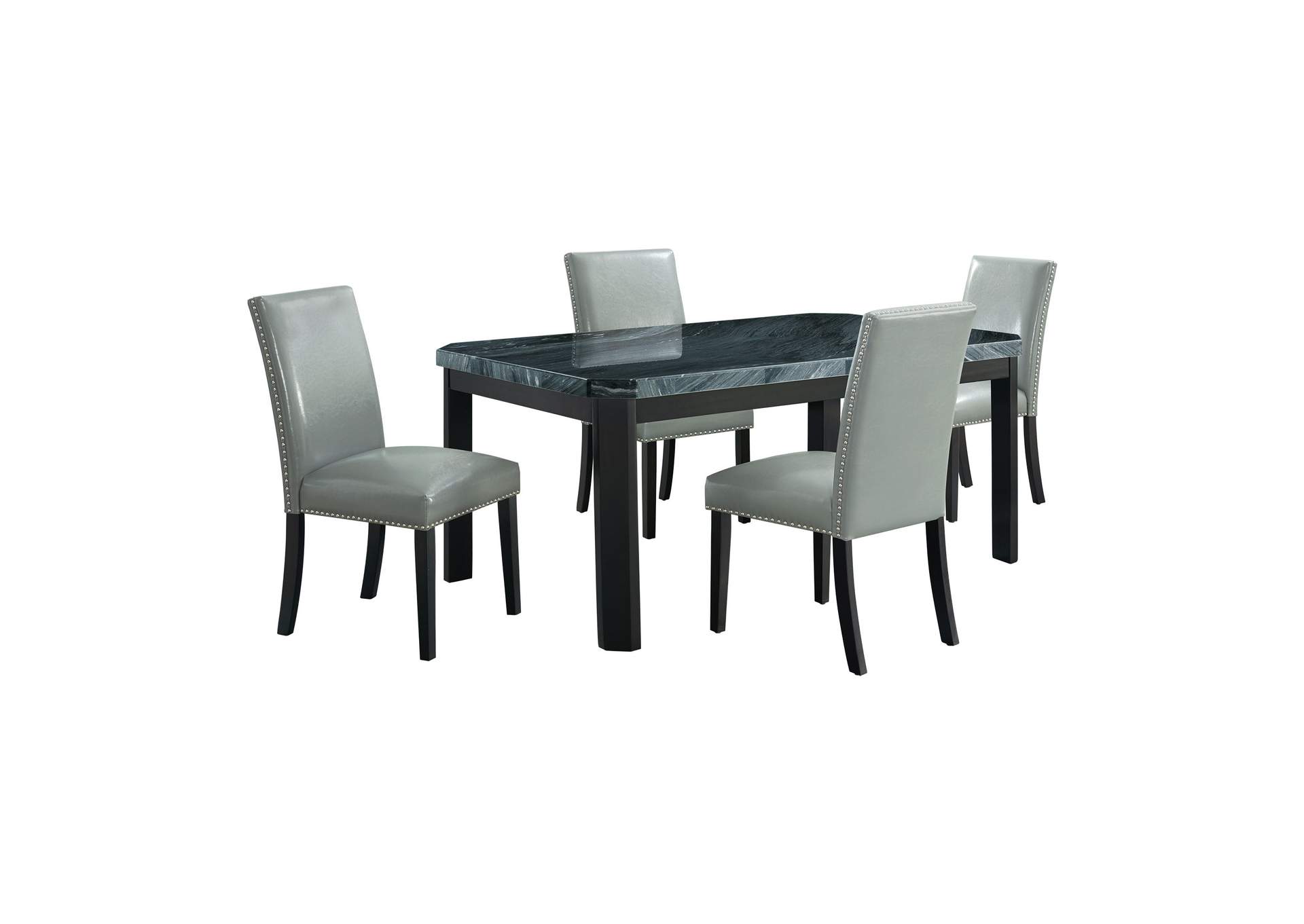 Francesca Rectangular 5 Piece Dining Set - Table Four Grey Pu Chairs,Elements