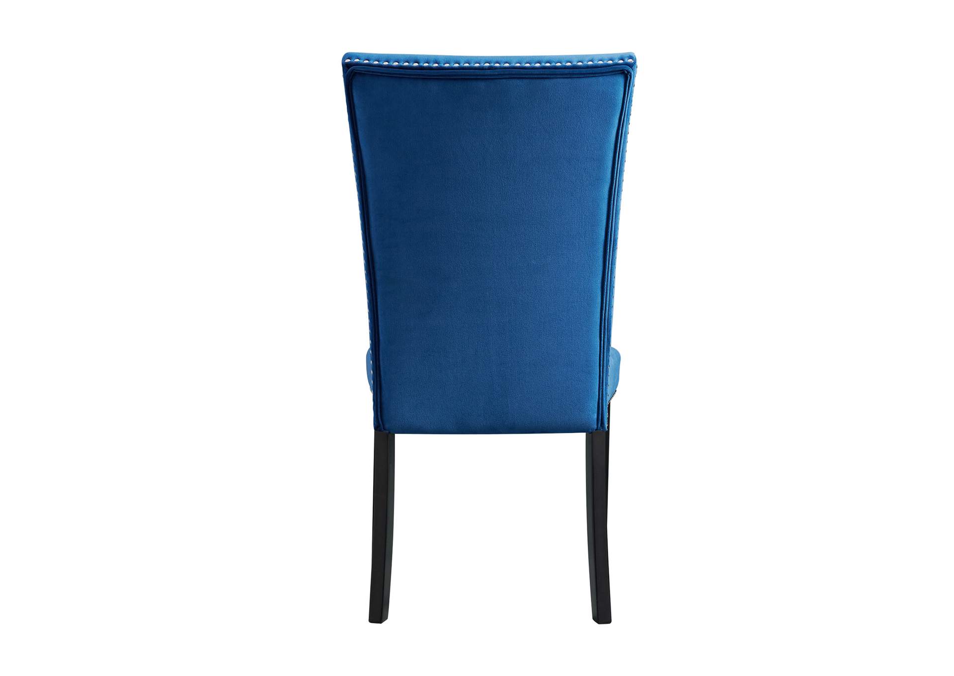 Francesca Rectangular 5 Piece Dining Set - Table Four Blue Velvet Chairs,Elements