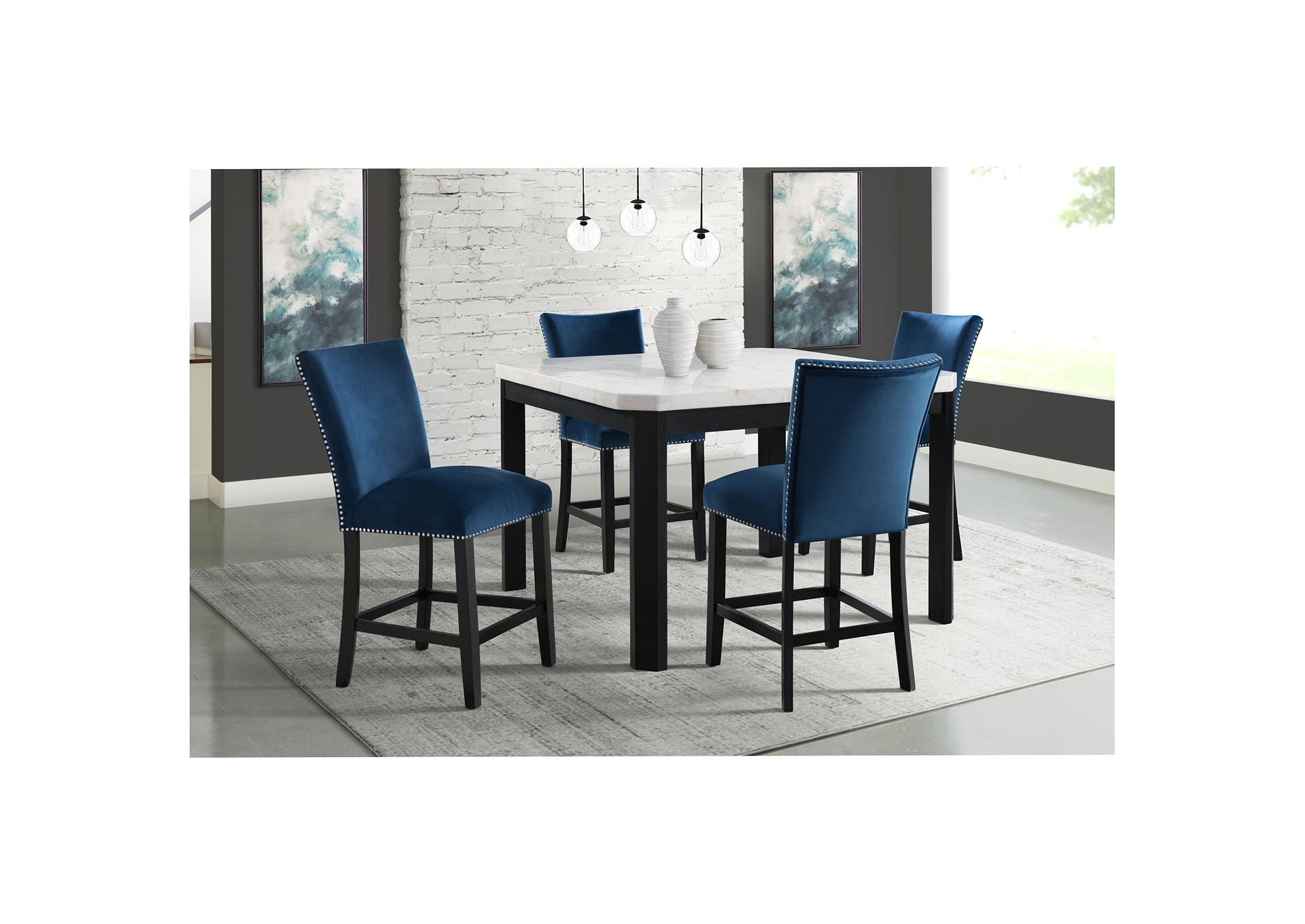 Francesca White 5 Piece Counter Height Dining Set,Elements