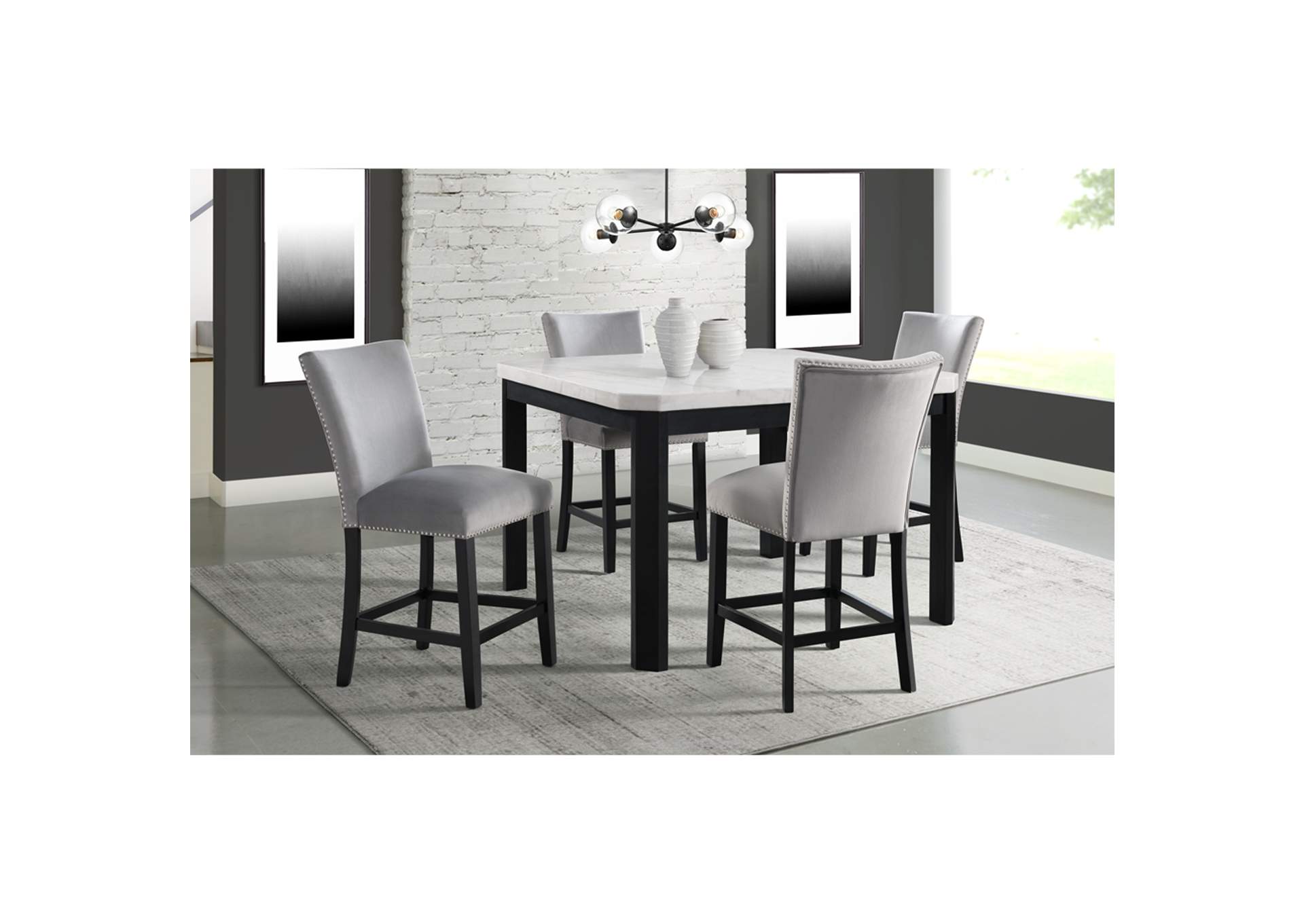 Francesca White 5 Piece Counter Height Dining Set,Elements