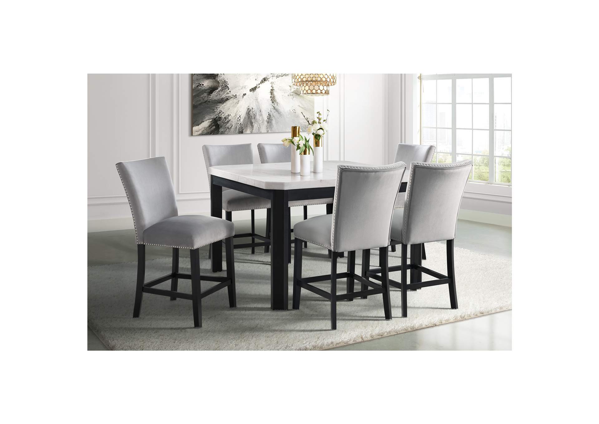 Francesca Counter Dining Gray Counter Velvet Side Chair 2 Per Pack,Elements