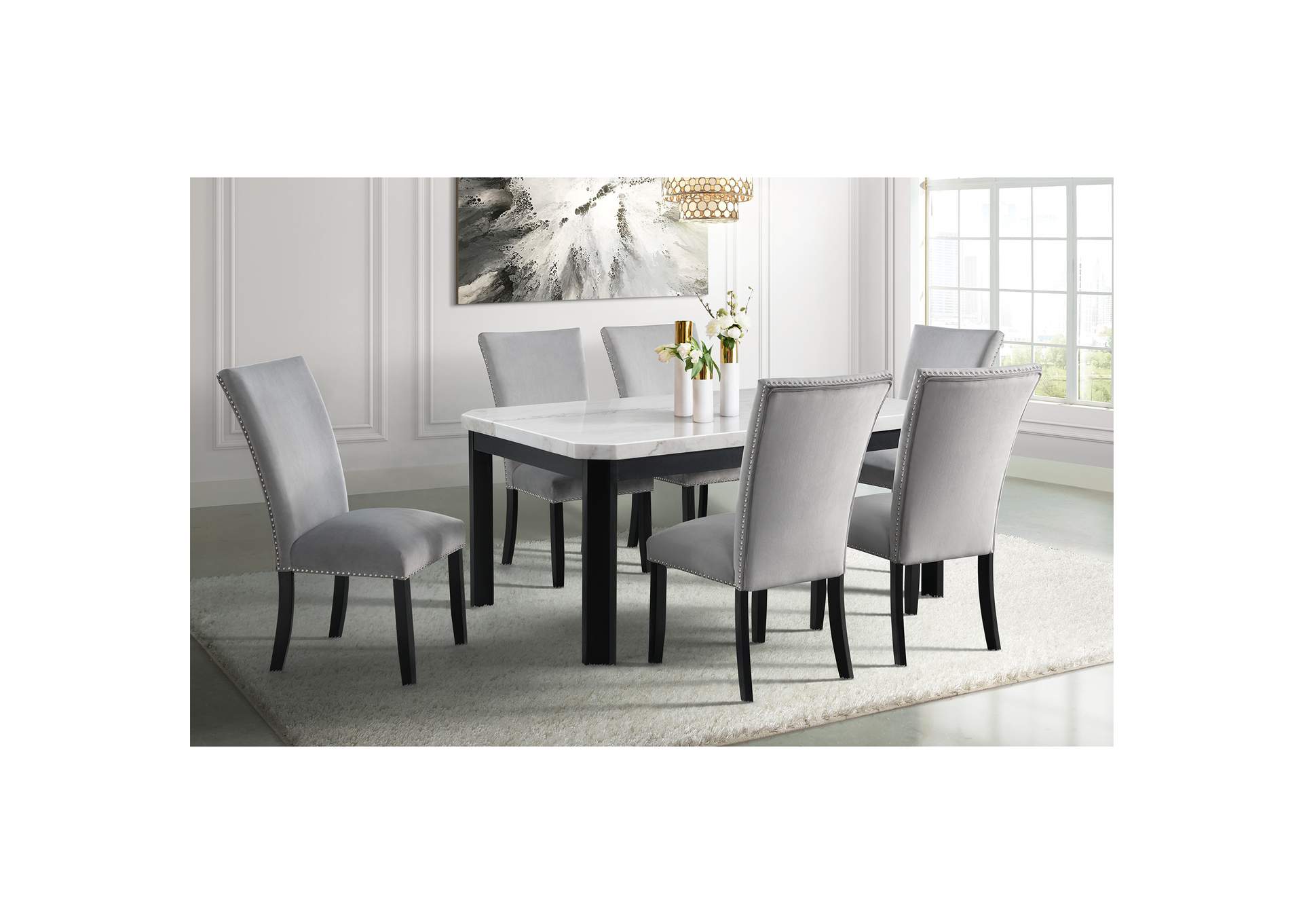Francesca White Standard Height Dining Table,Elements