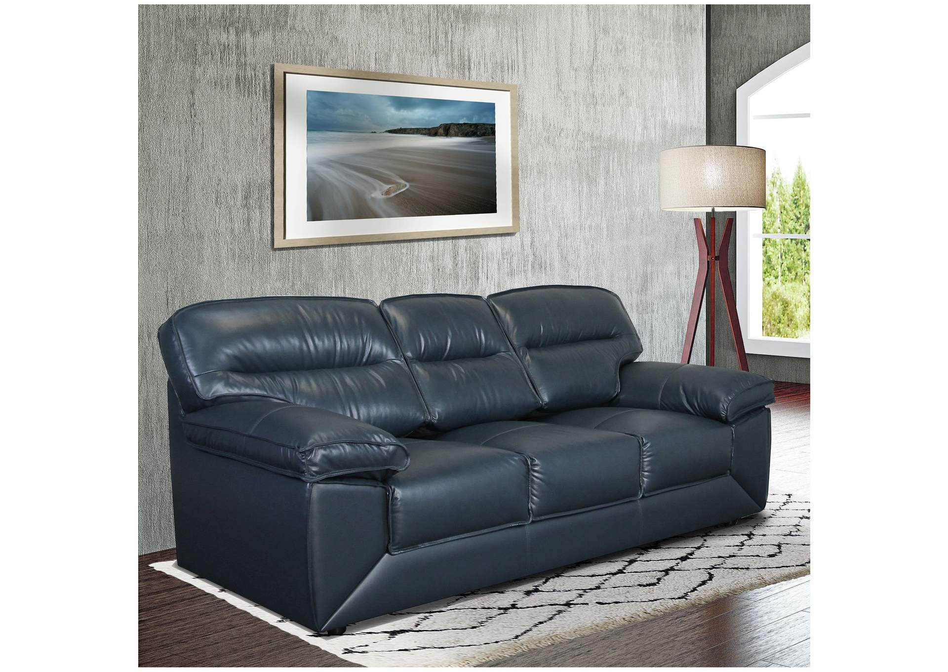 Francine Sofa In Fiero Blue Top Grain - Pvc,Elements