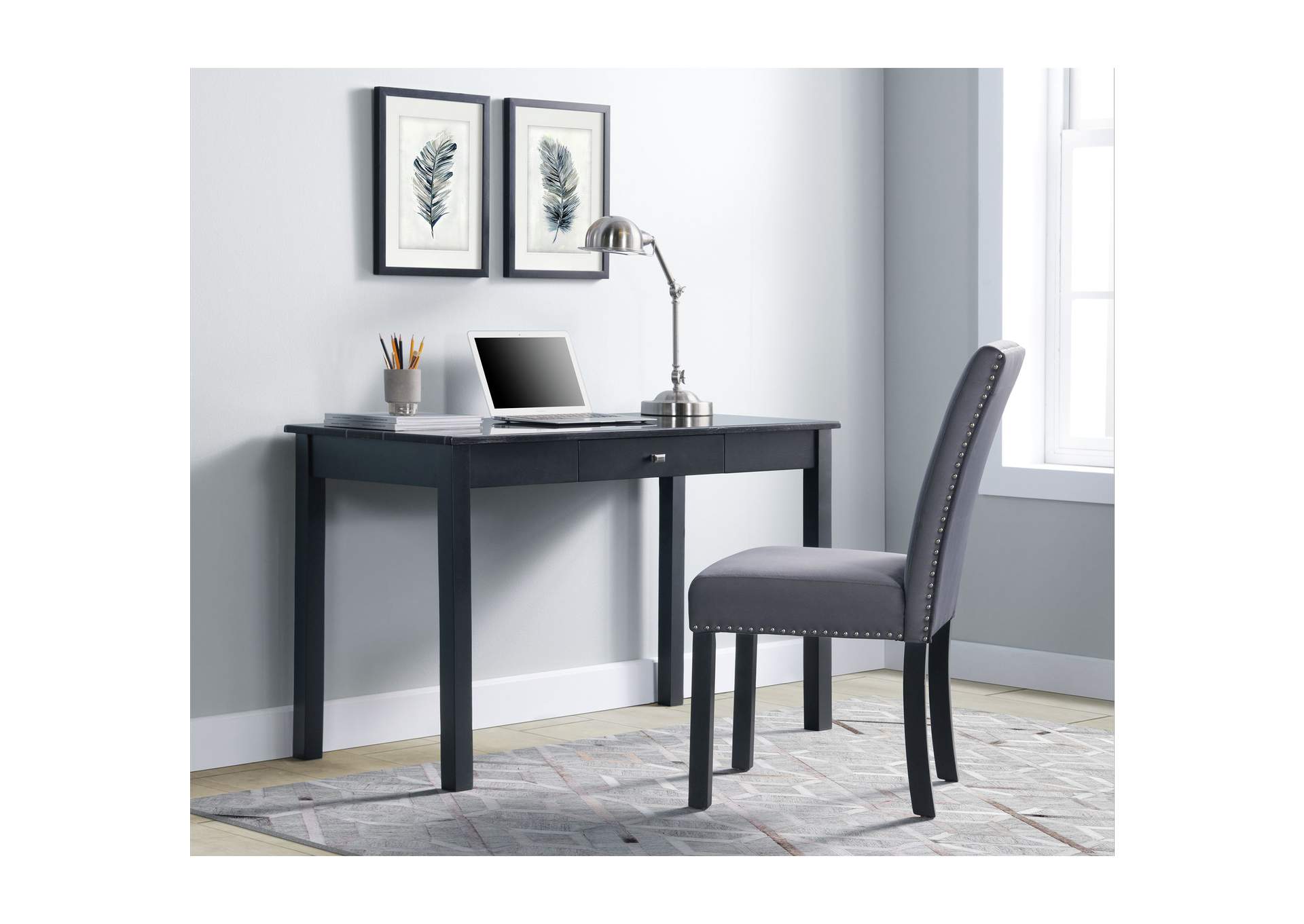 Frank Desk With Chair In Dark,Elements