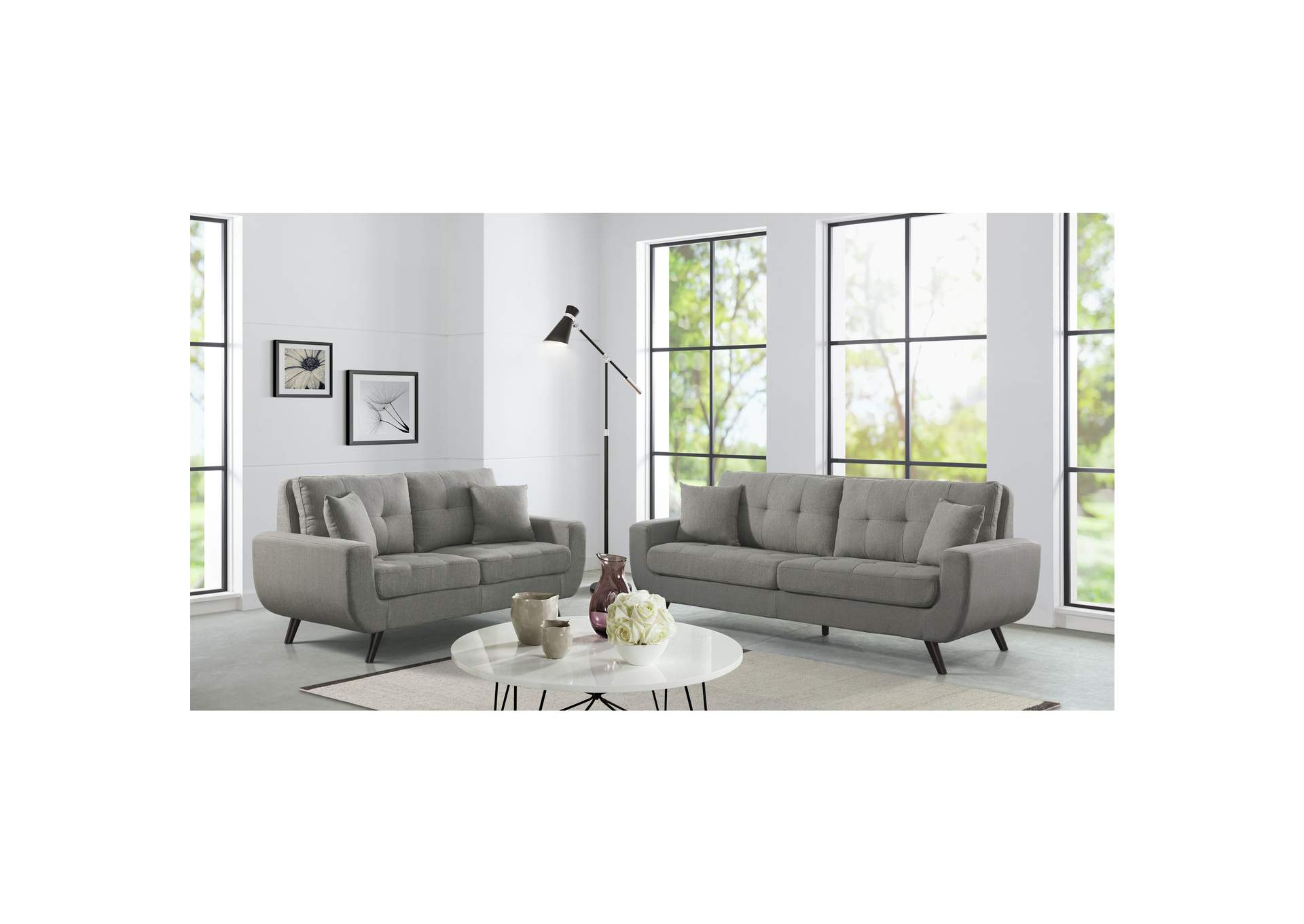 Freeport Loveseat With 2 Pillows In Aria Grey,Elements