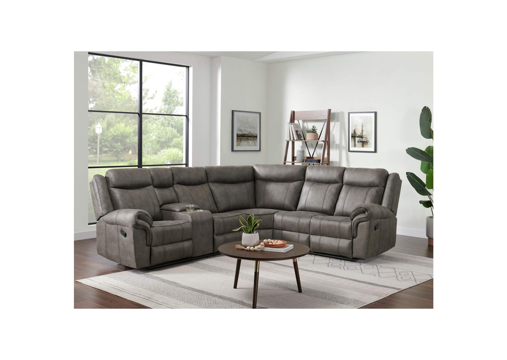 Galloway Sectional Left Hand Facing Loveseat With Console In Js1233With 168 Stone,Elements