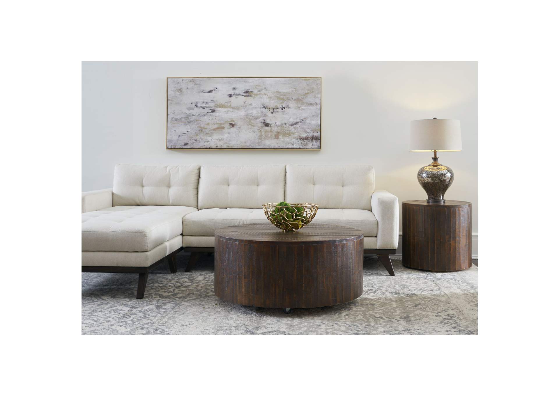 Goodman Round Coffee Table In Tobacco,Elements