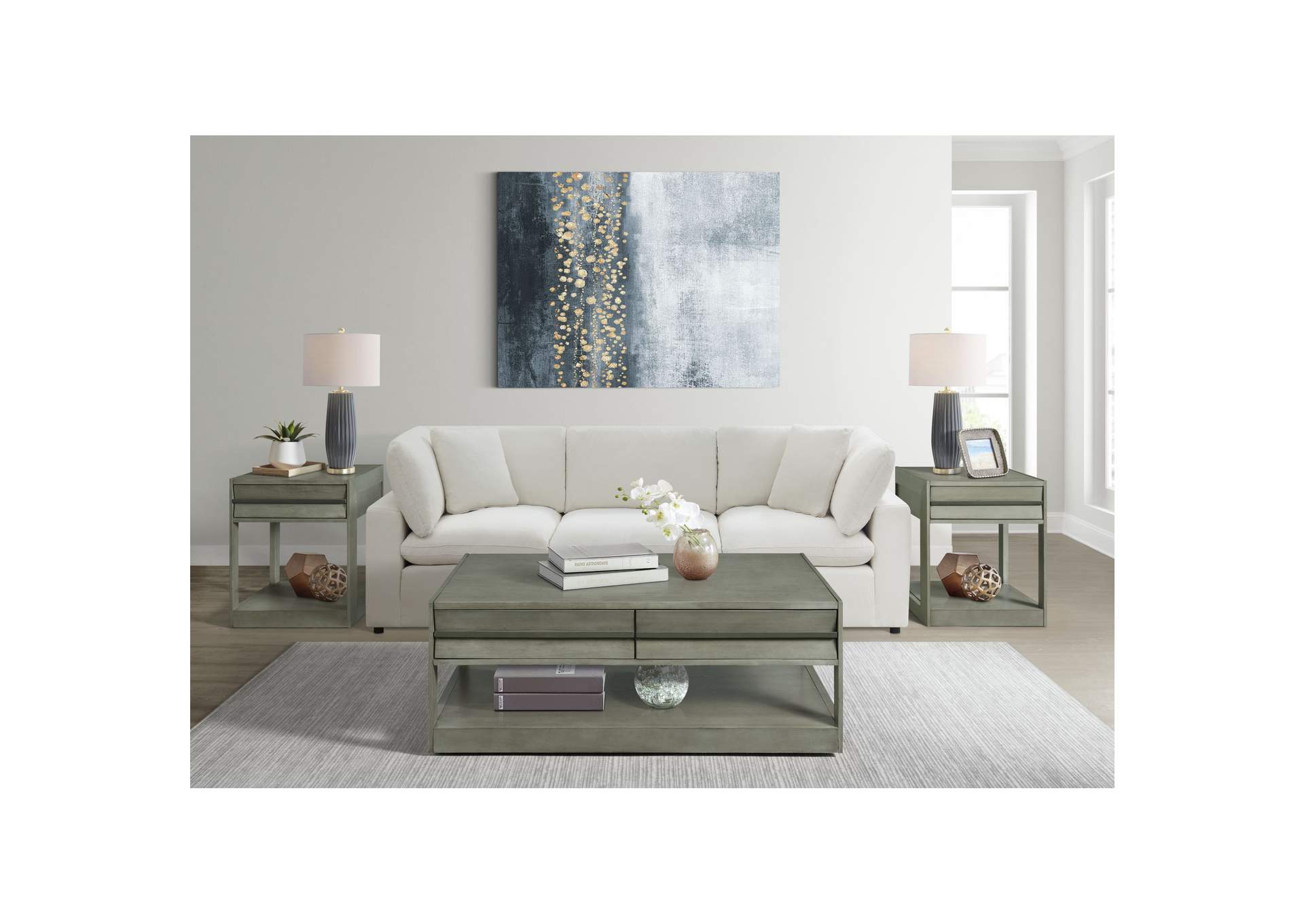 Gordon Rectangular Coffee Table In Grey,Elements