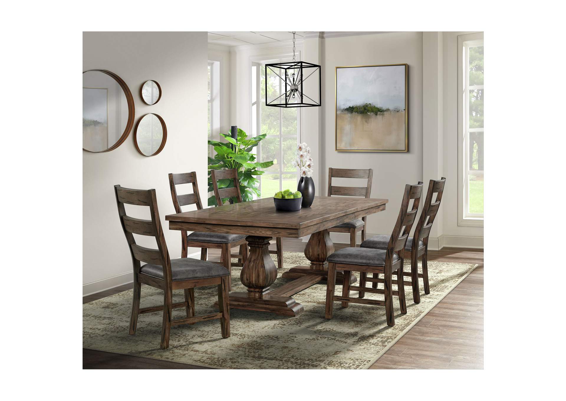 Gramercy 7 Piece Dining Set - Table And Six Horizontal Slat Back Chairs,Elements