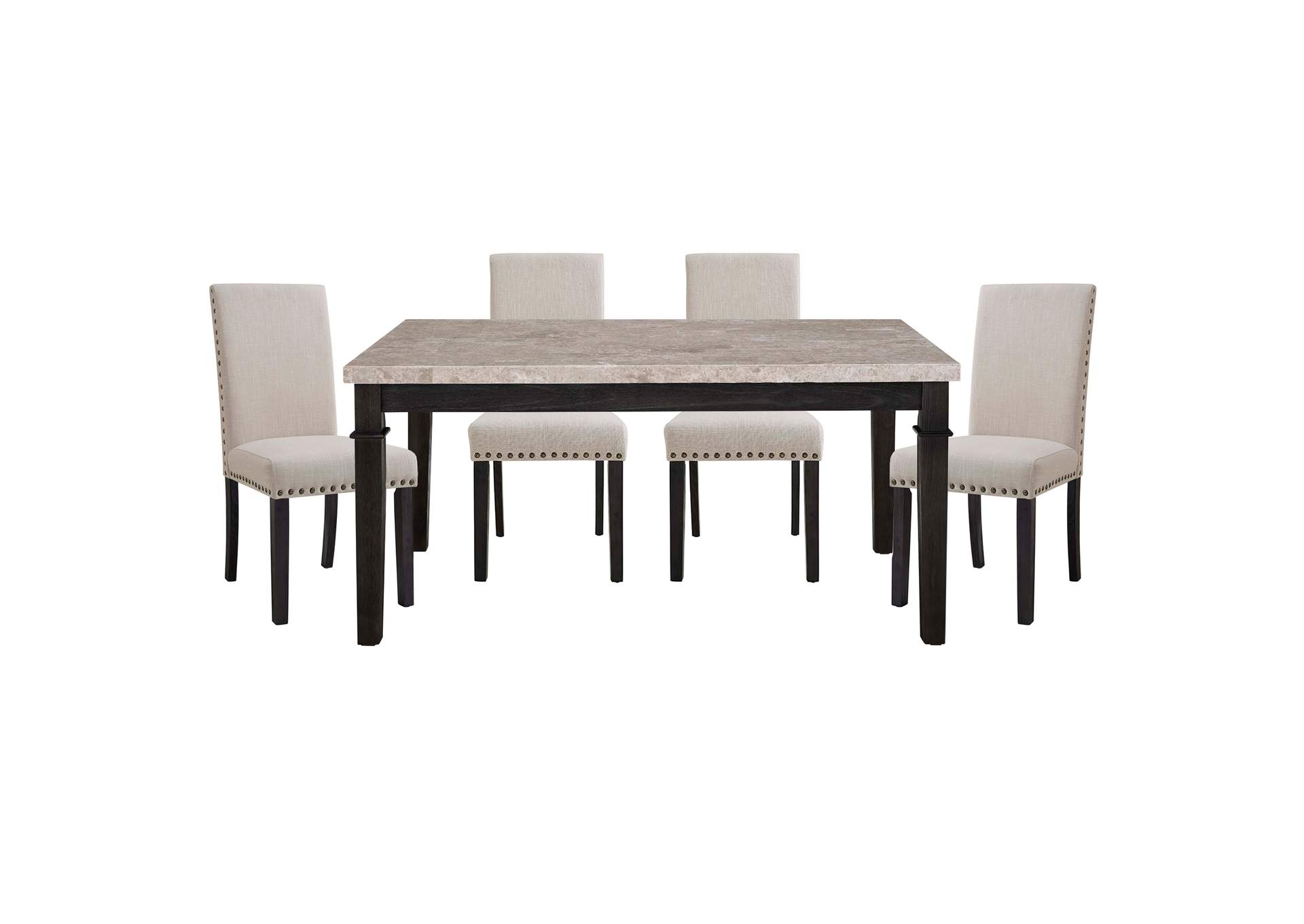 Greystone 5 Piece Dining Set - Table 4 Upholstered Chairs,Elements