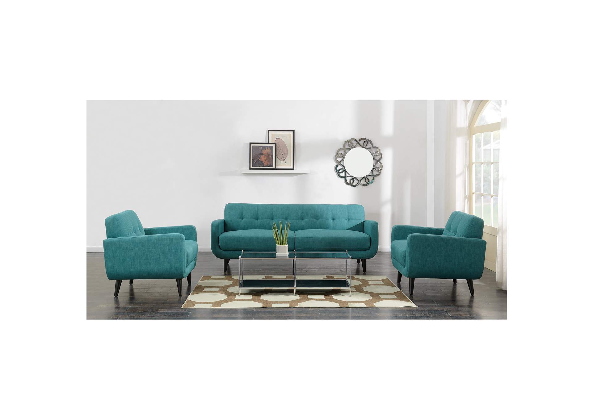 Hadley Sofa Chair Set In Teal,Elements