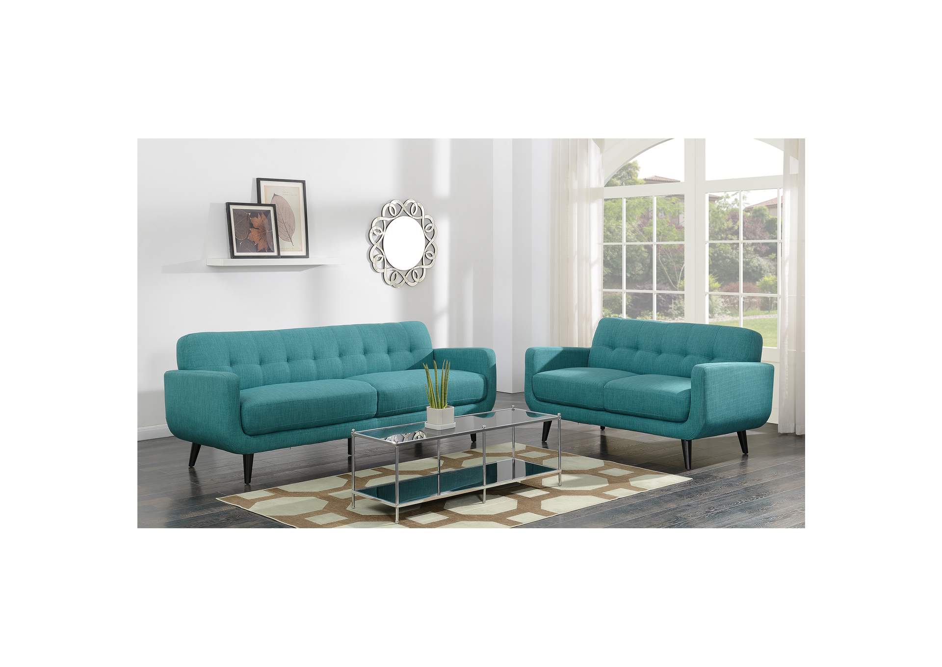 Hadley 4480 Love Seat Heirloom Teal With No Pillow,Elements