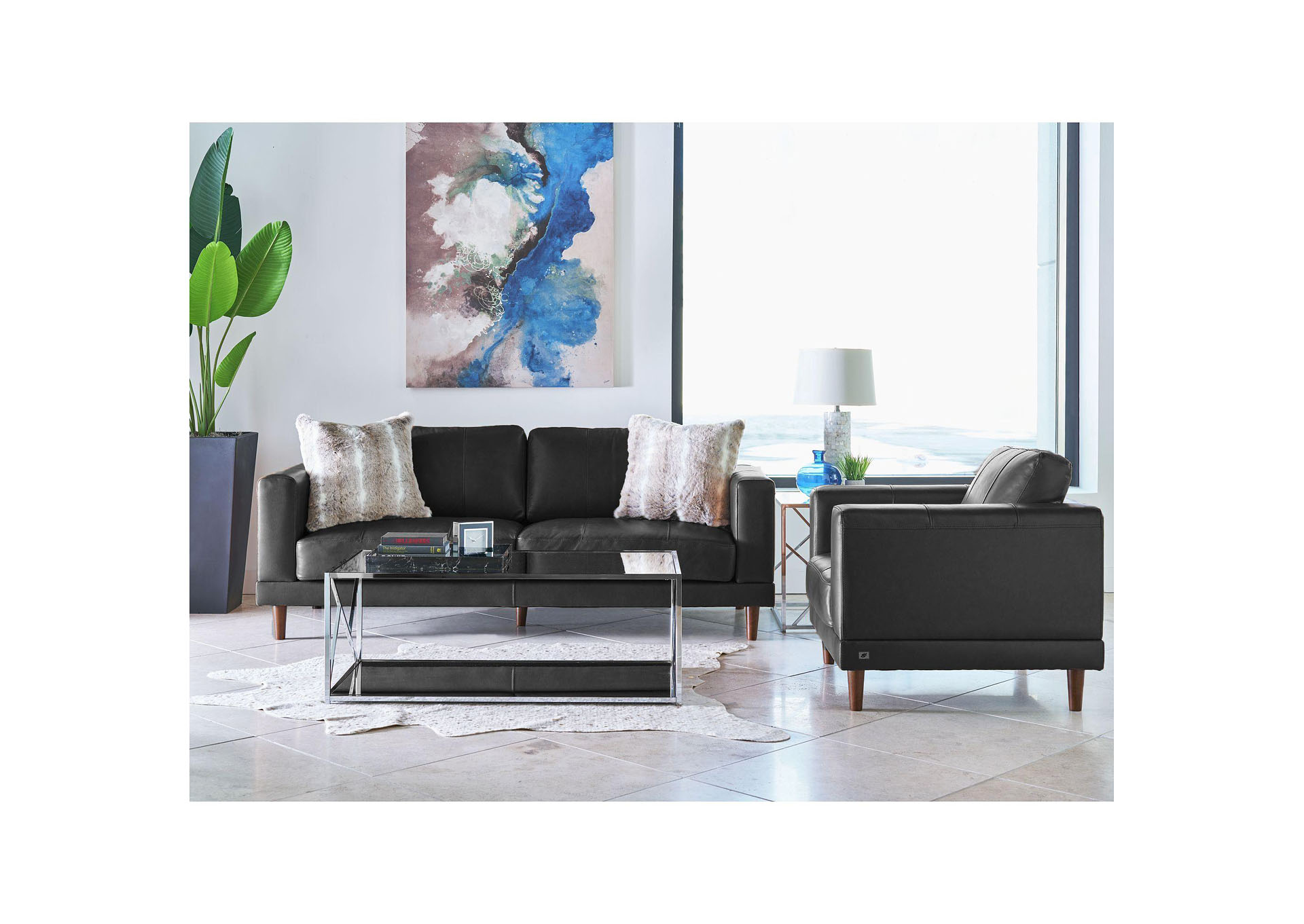 Hampton Chair In Fiero Charcoal Top Grain - Pvc,Elements