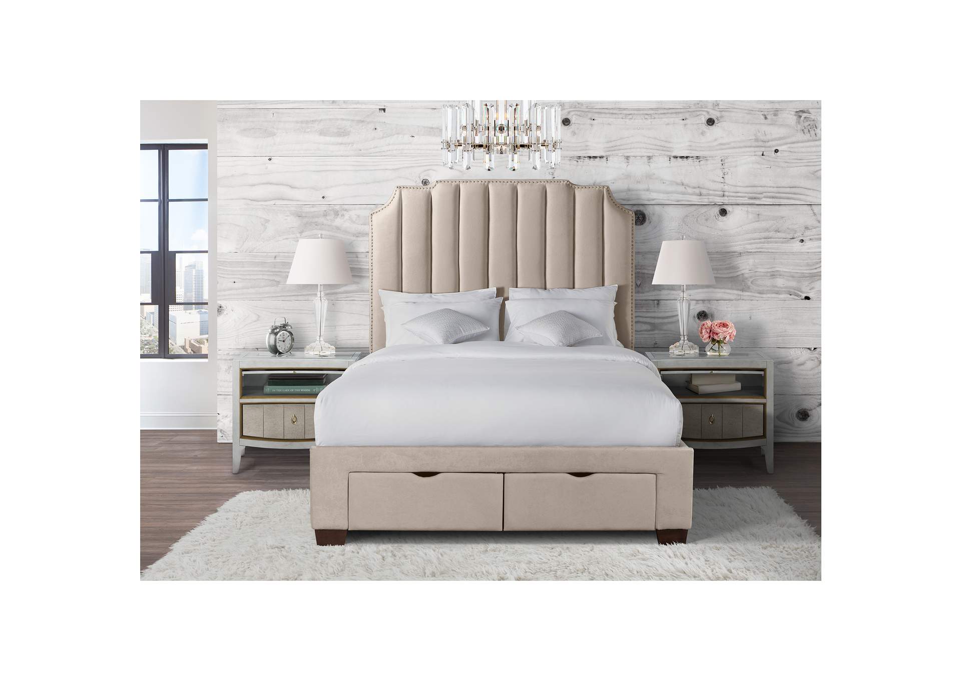 Harper Queen Storage Bed Boulder Sand,Elements