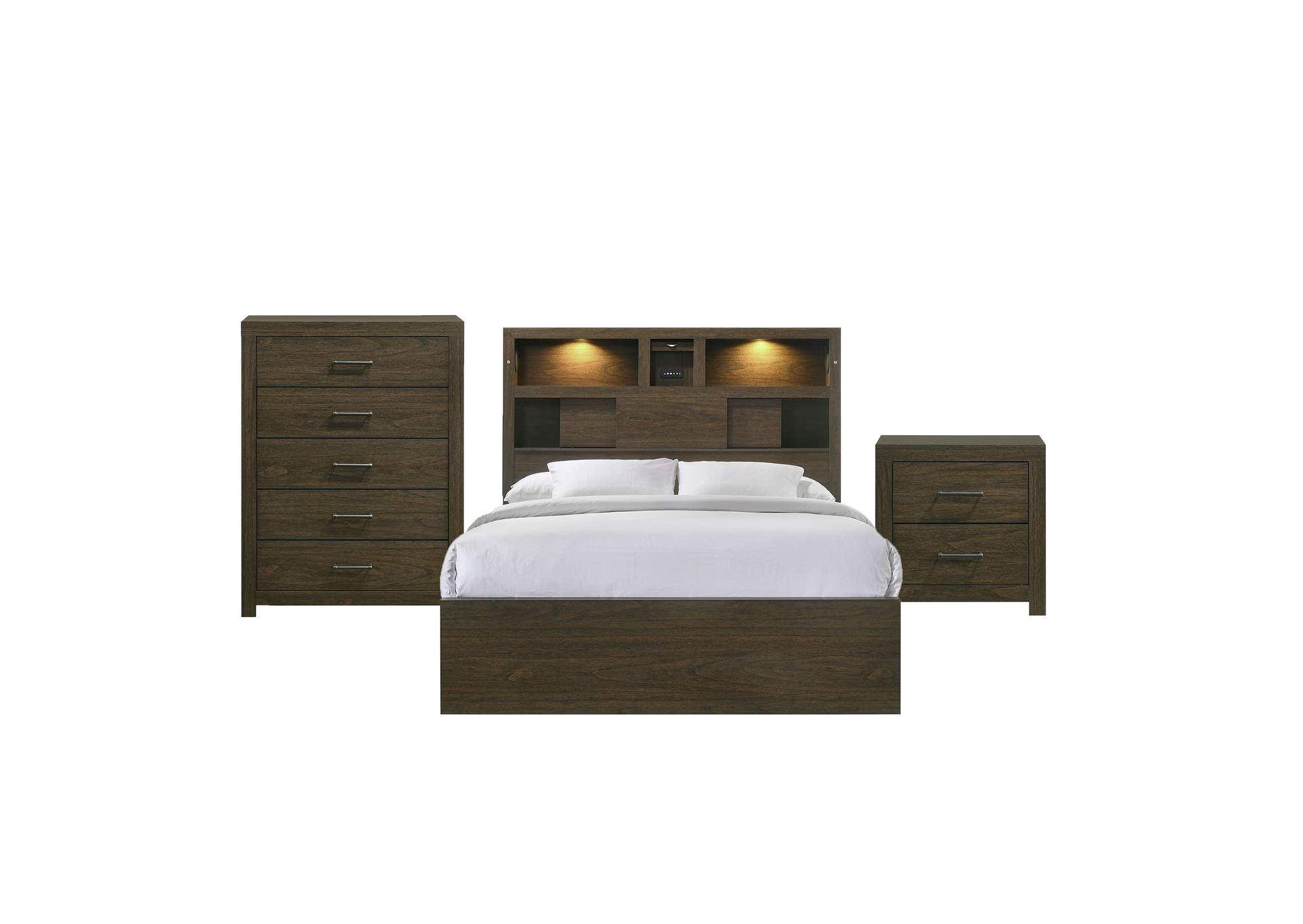 Hendricks King Music Bed 3 Piece Bedroom Set In Grey,Elements